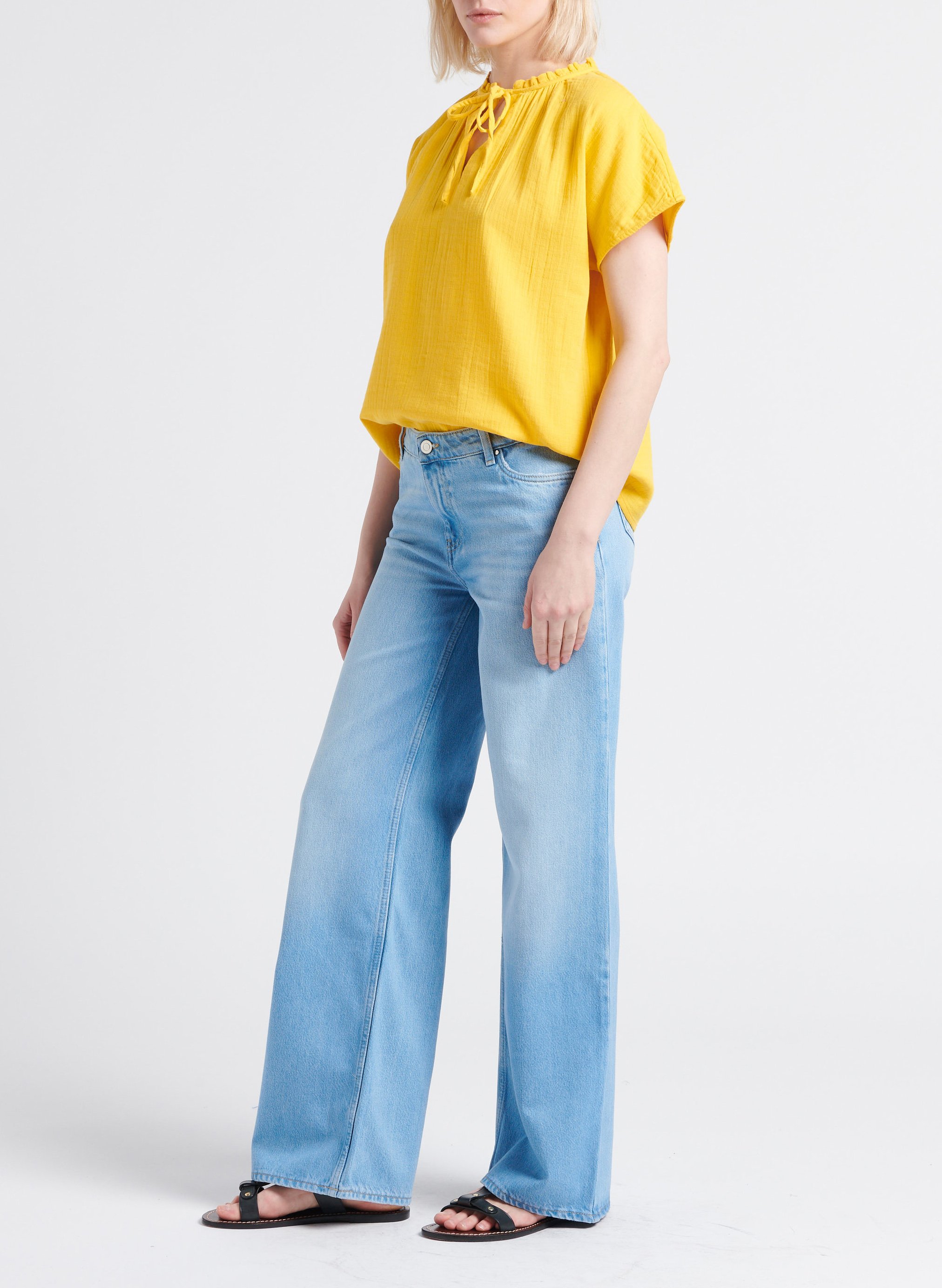 Top col rond en coton VILA Orange