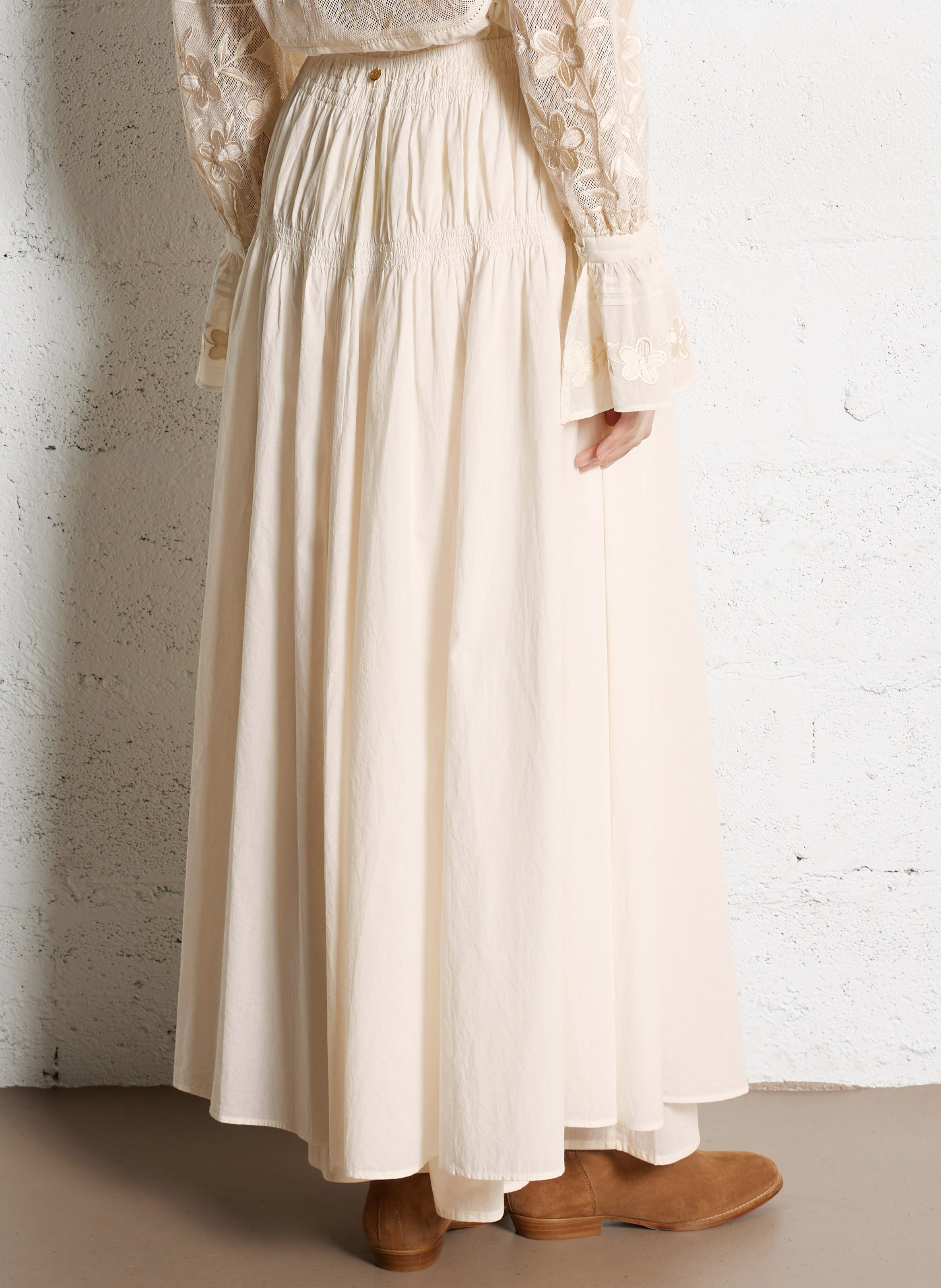 Gonna lunga svasata in cotone ANTIK BATIK Bianco