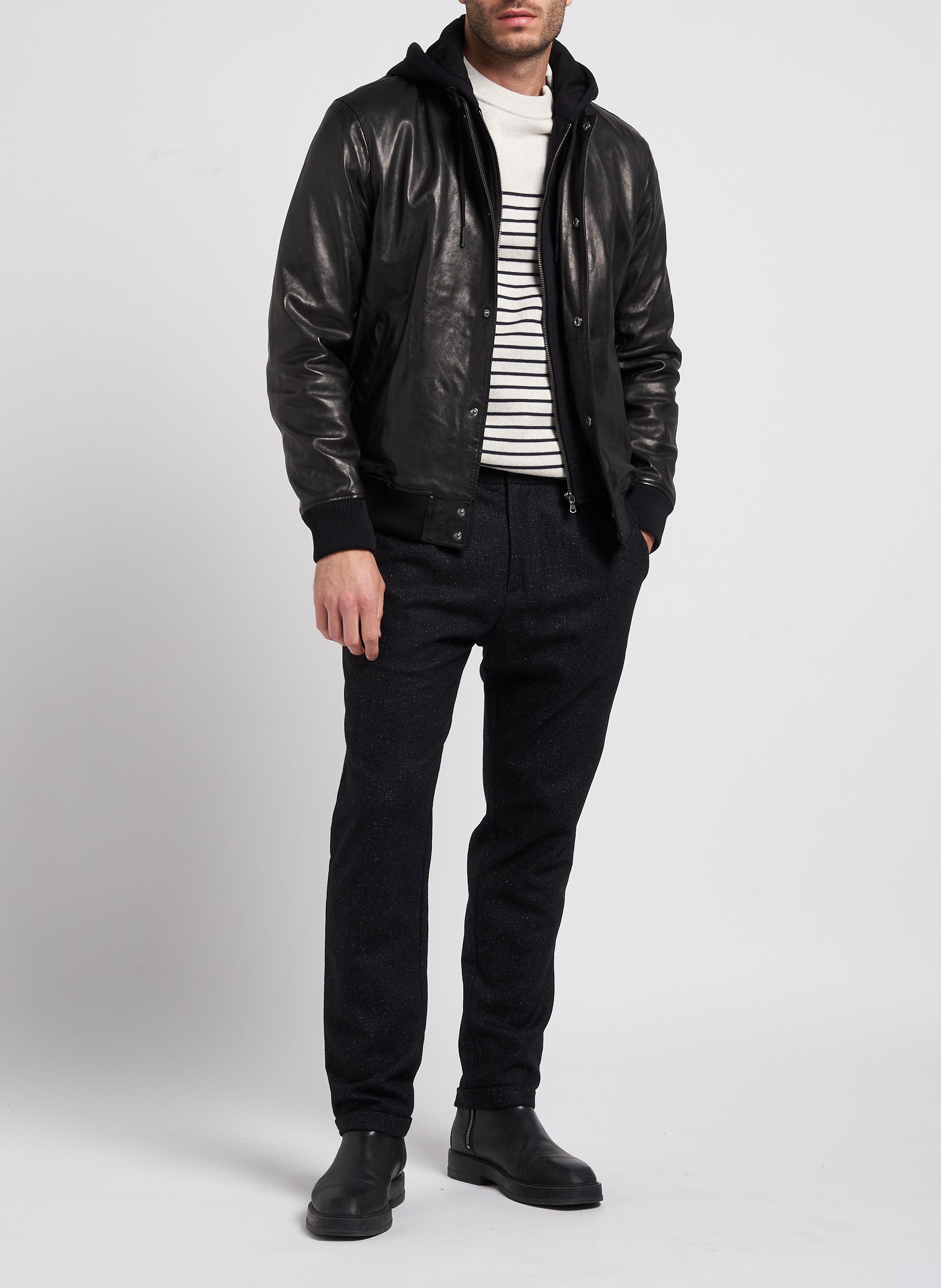 Lederjacke mit Kapuze IKKS Schwarz