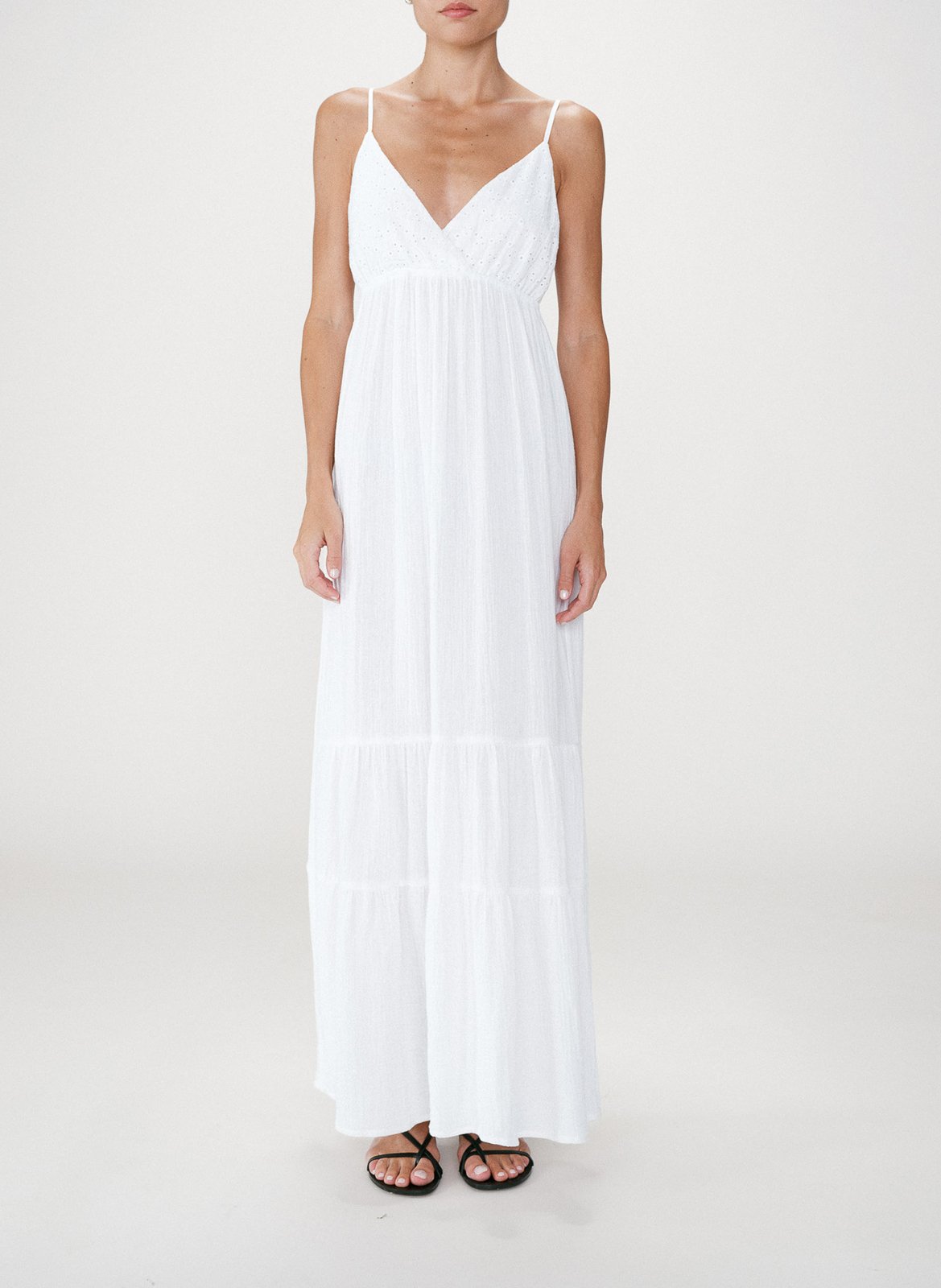 Langes Baumwollkleid mit V-Dekolleté GRACE ET MILA