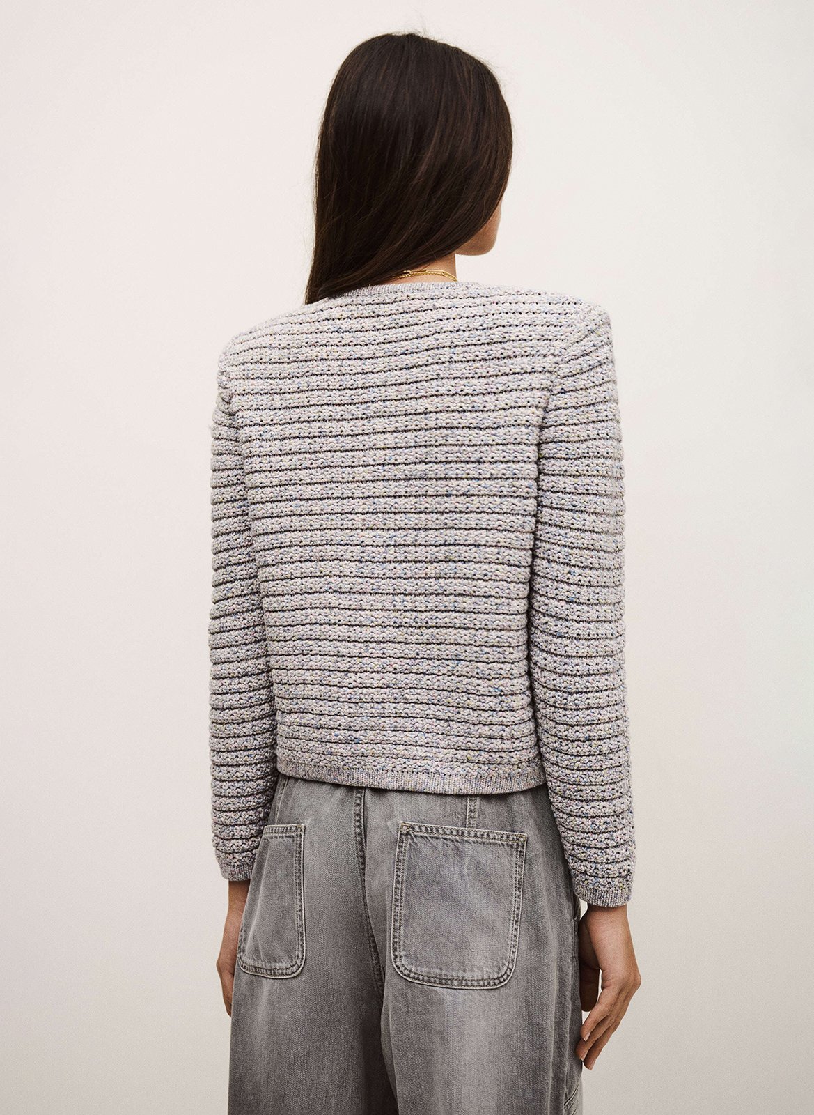 Cardigan col rond en coton mélangé BA&SH Multicolore