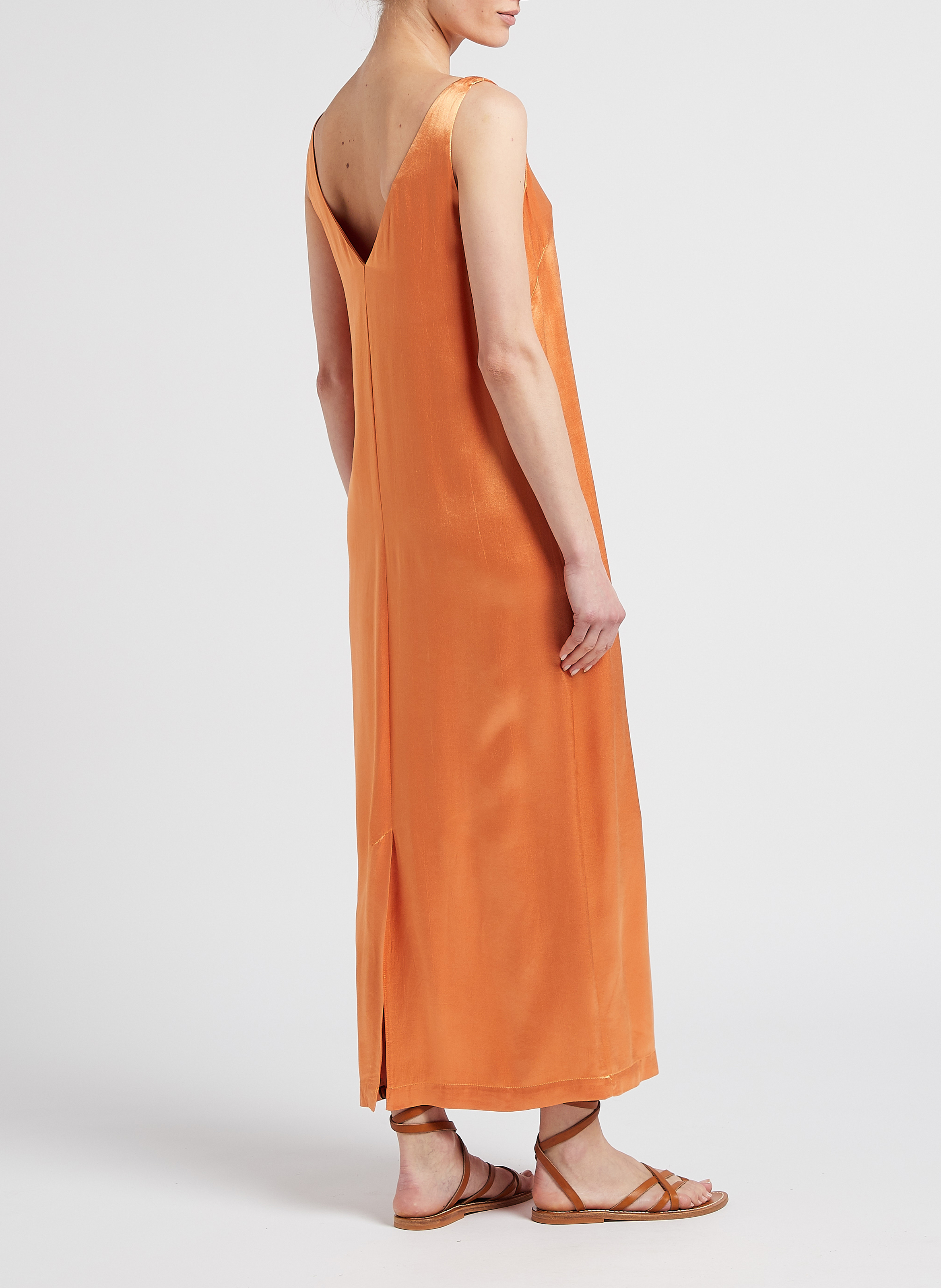 Robe longue en viscose effet satin  COLLECTORS CLUB Orange