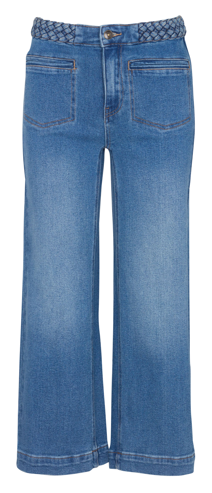 Solid cropped jeans with braided belt MAISON 123 Blue