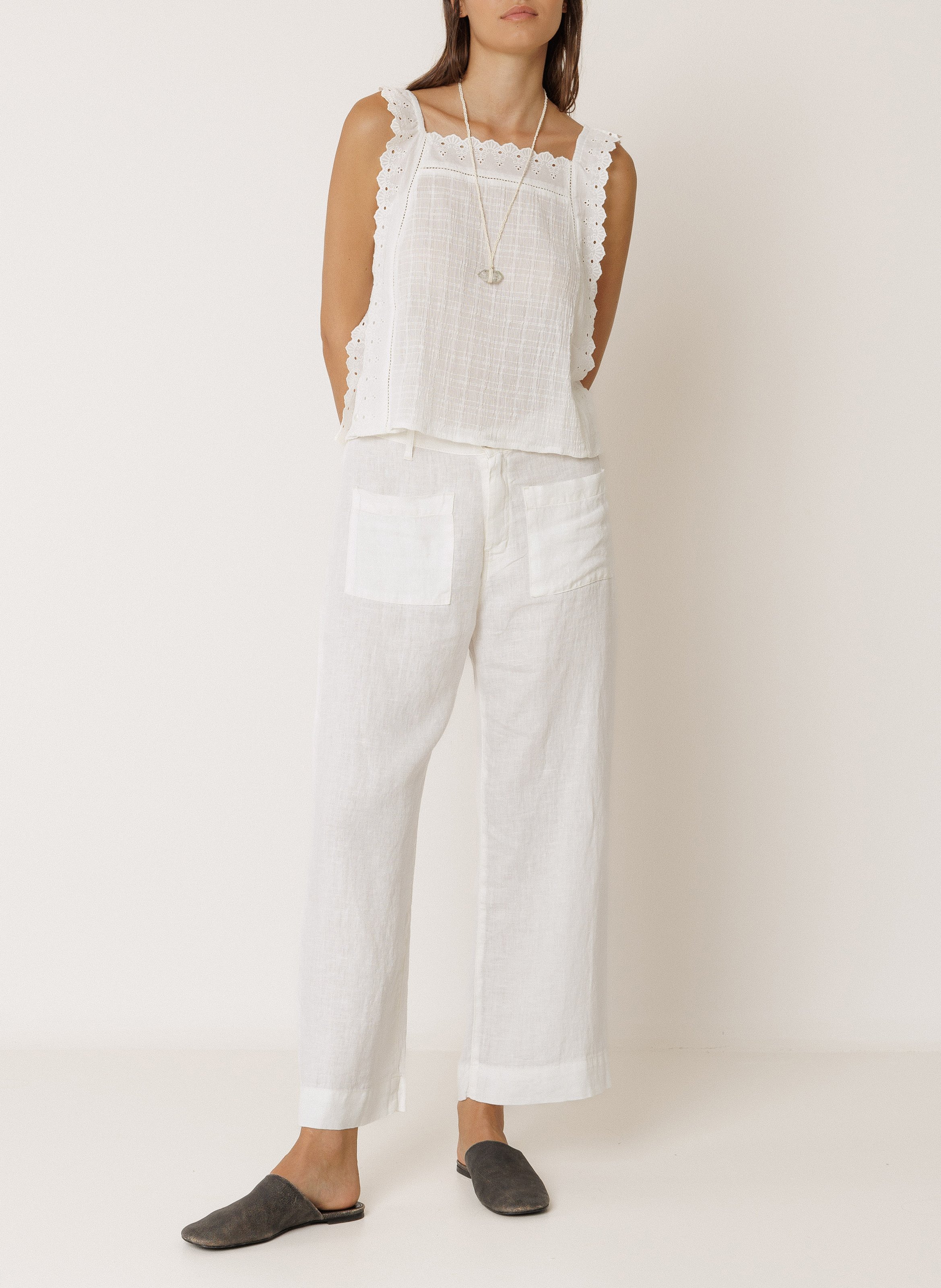 Bluse mit quadratischem Ausschnitt aus Baumwolle INDI & COLD Beige