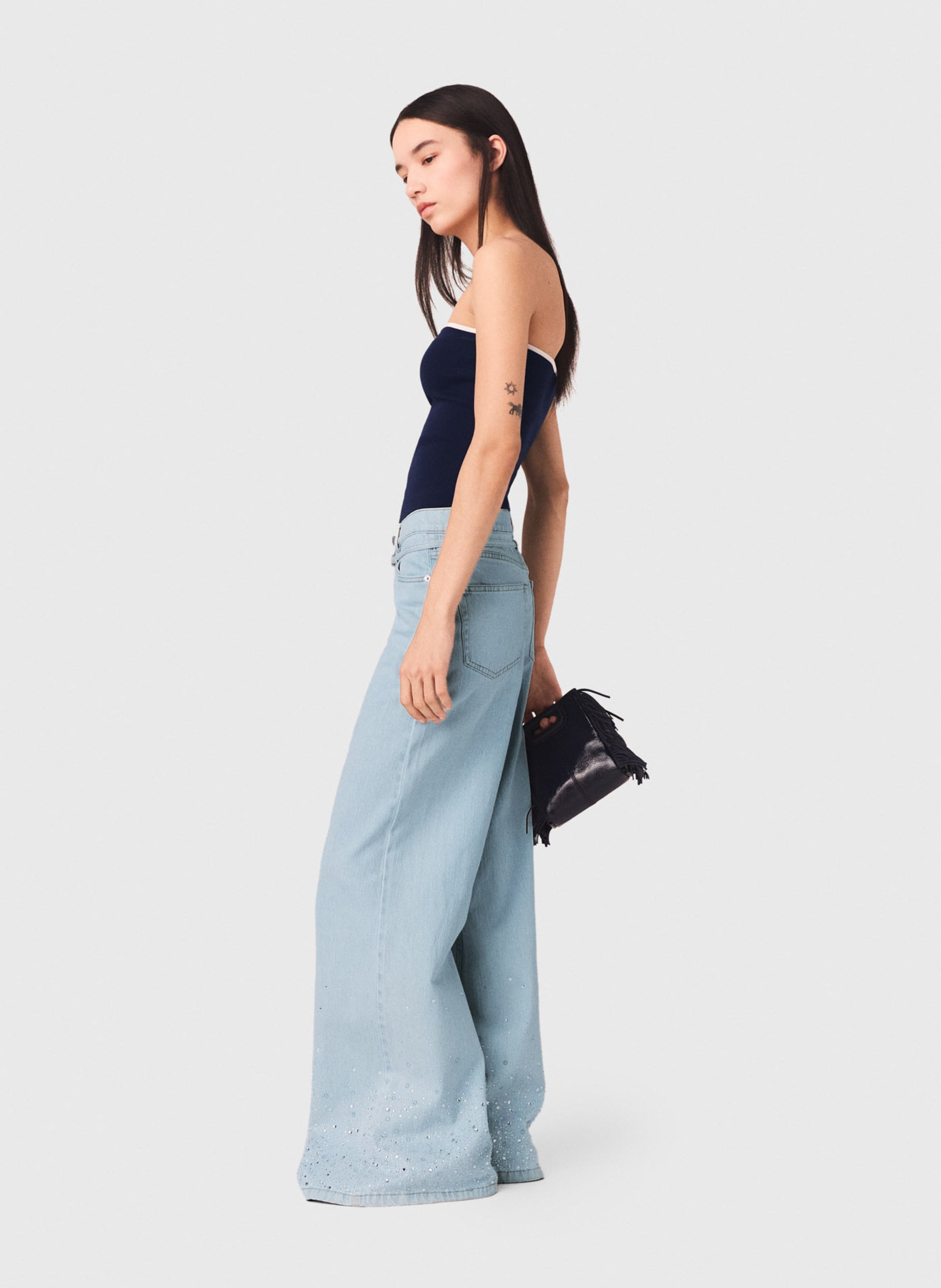 Wijde jeans - katoenblend MAJE Blauw