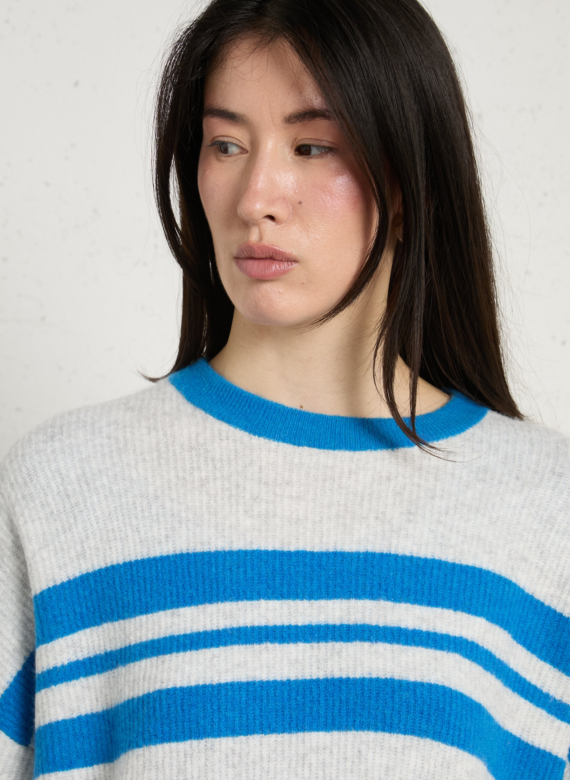 Weit geschnittener Rundhalspullover mit Streifen AMERICAN VINTAGE Grau