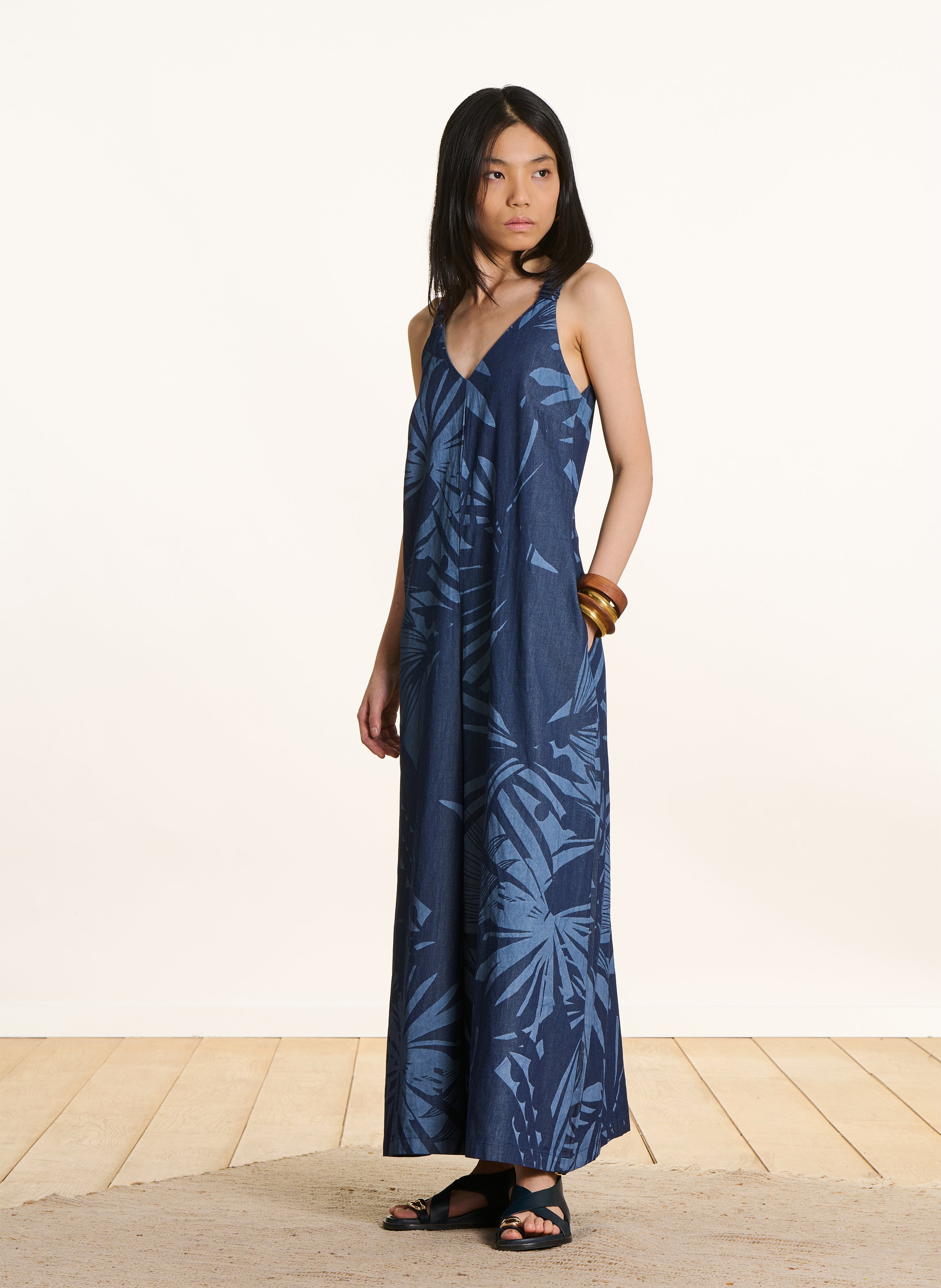 Combinaison col V en cootn LA FEE MARABOUTEE Bleu