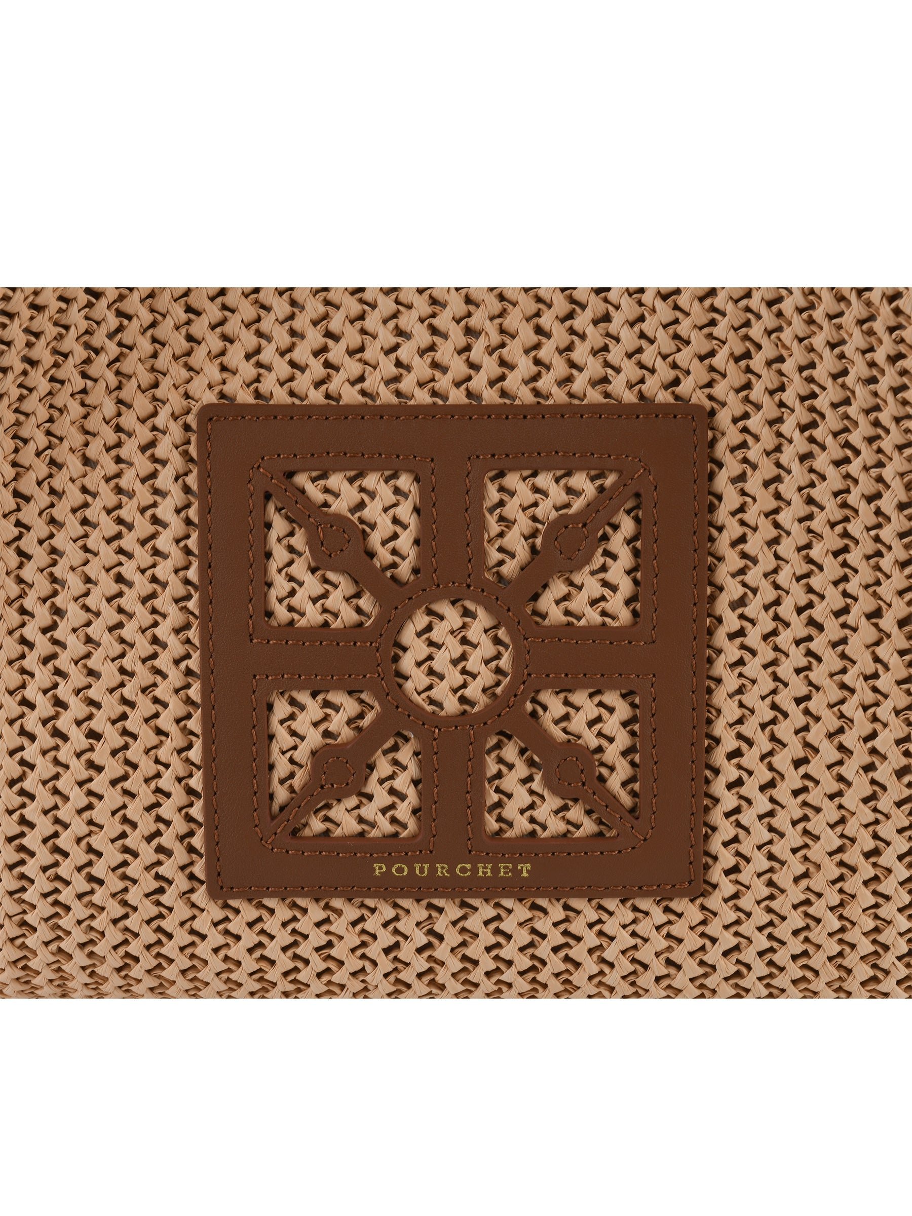 Straw shoulder bag trimmed with leather POURCHET Golden