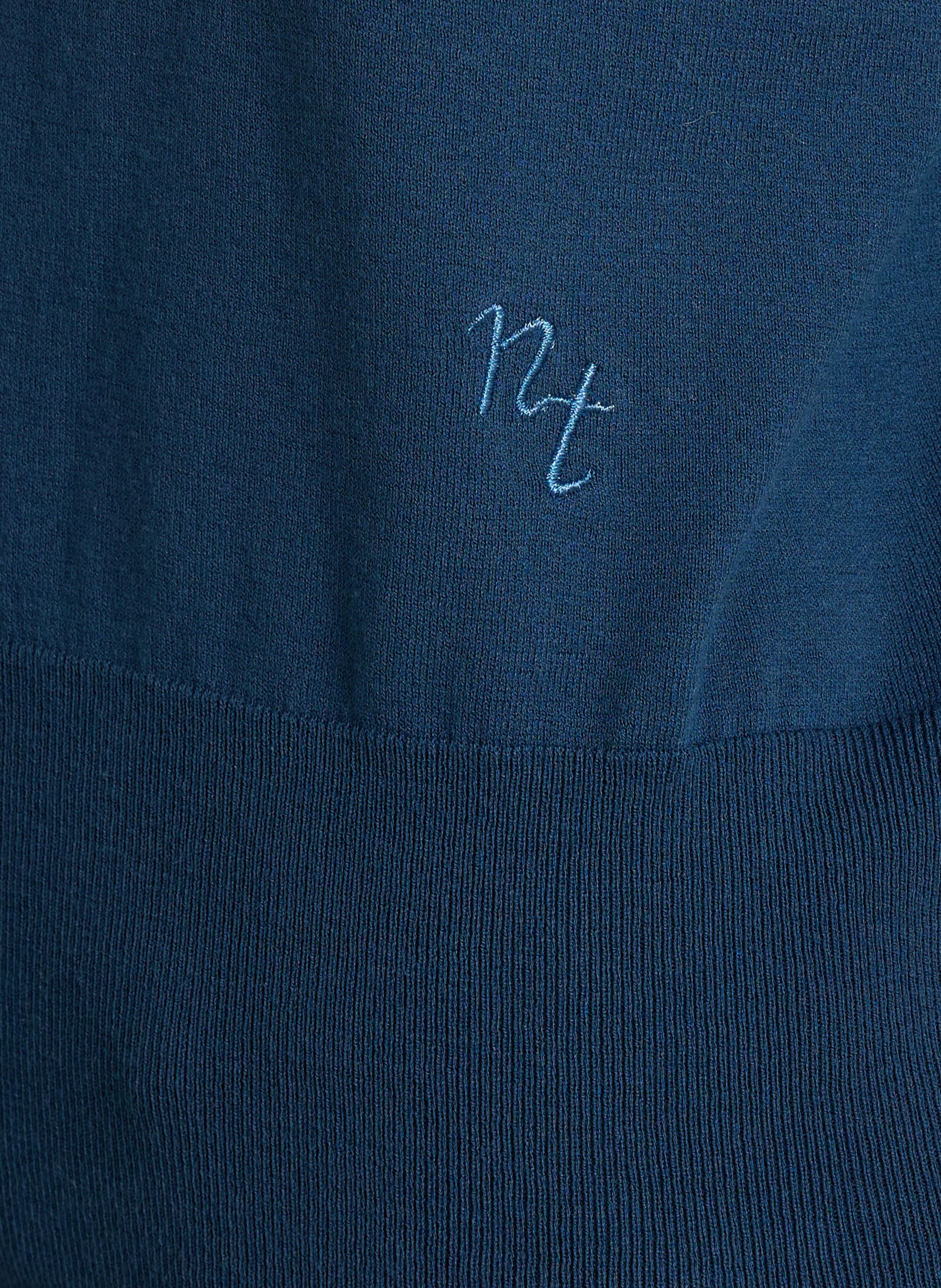 Gilet droit col V brodé en coton NICE THINGS Bleu