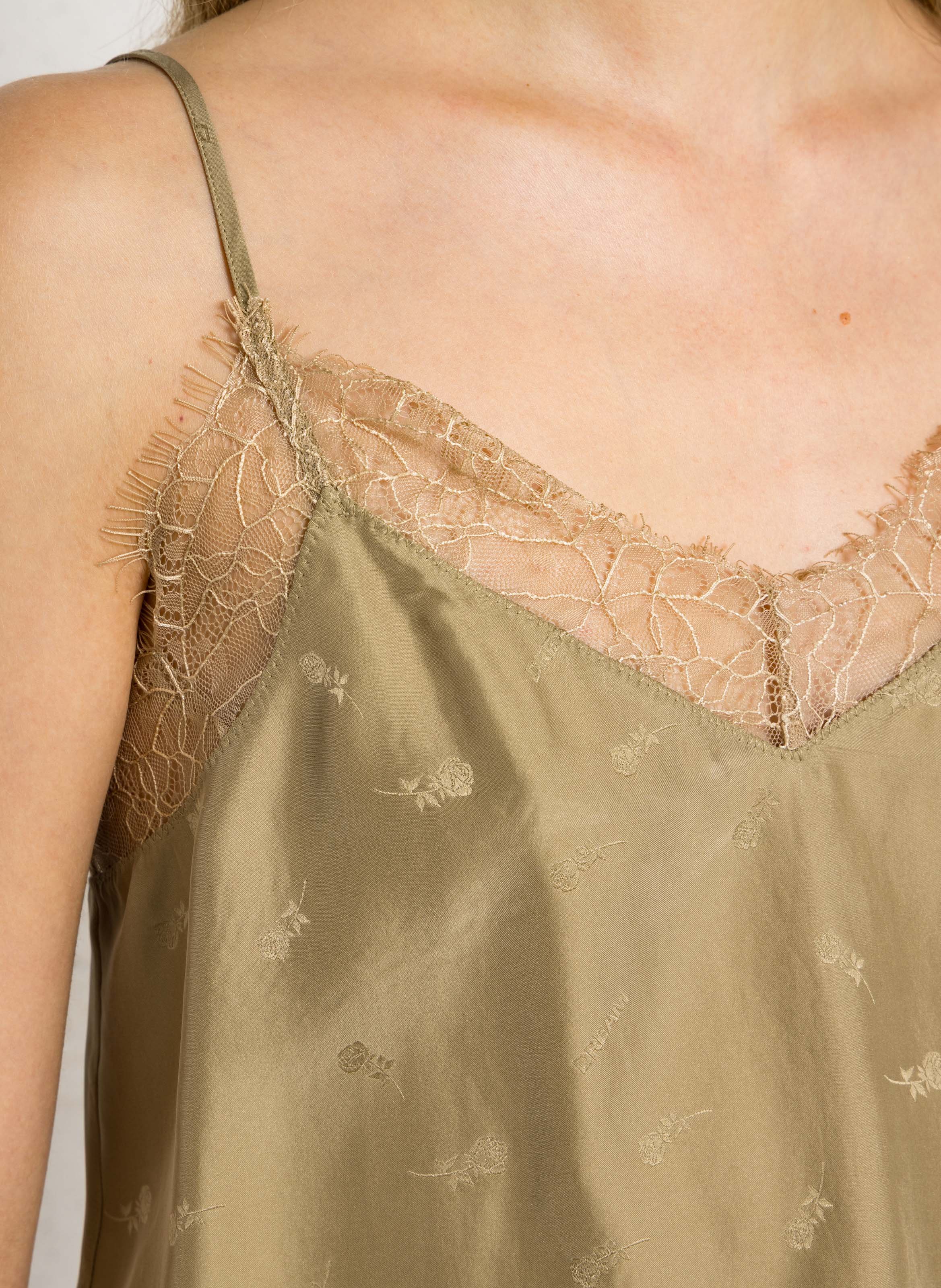 Caraco en soie imprimé BERENICE Kaki