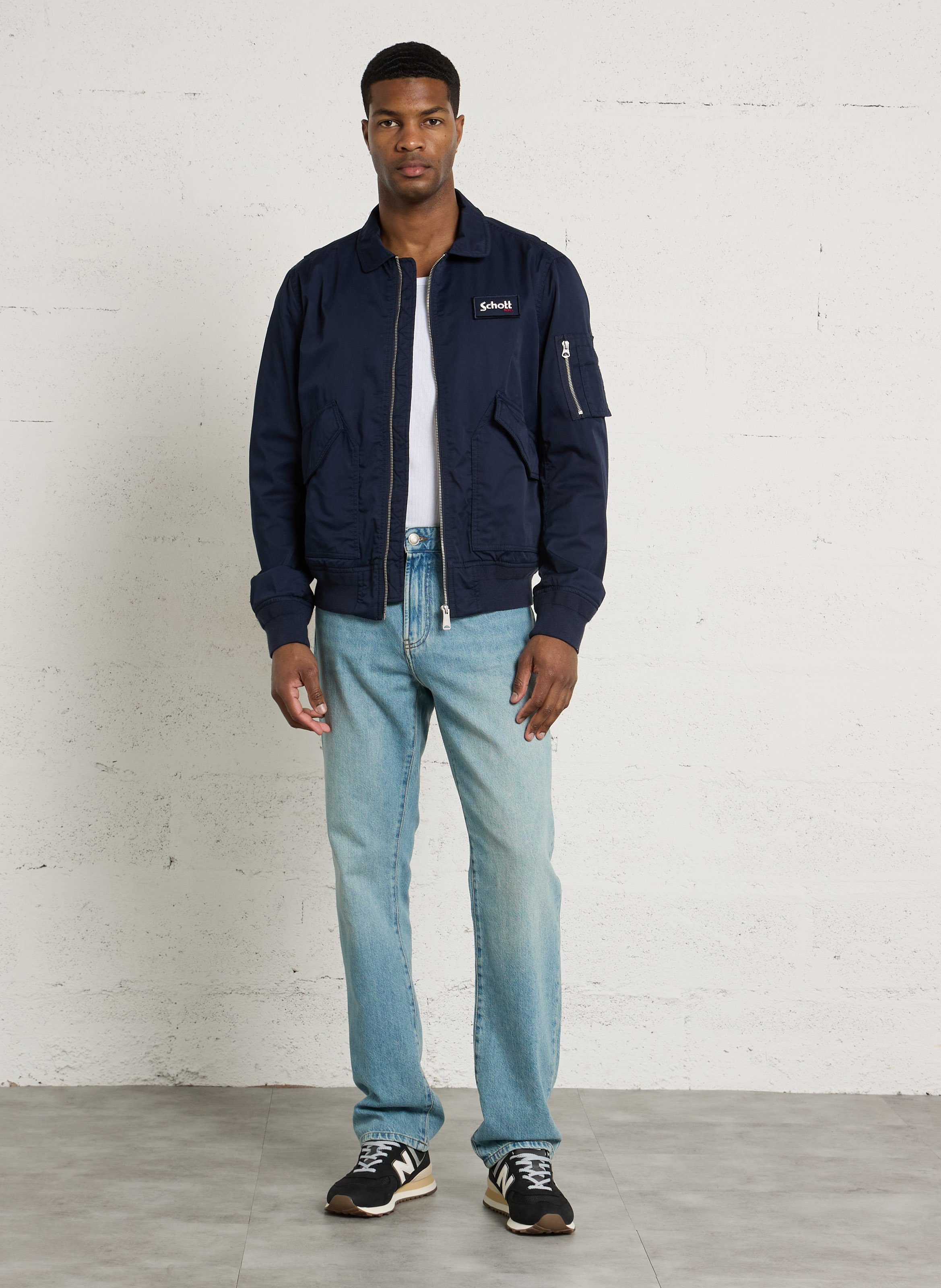 Oversize Jacke mit klassischem Kragen SCHOTT Blau