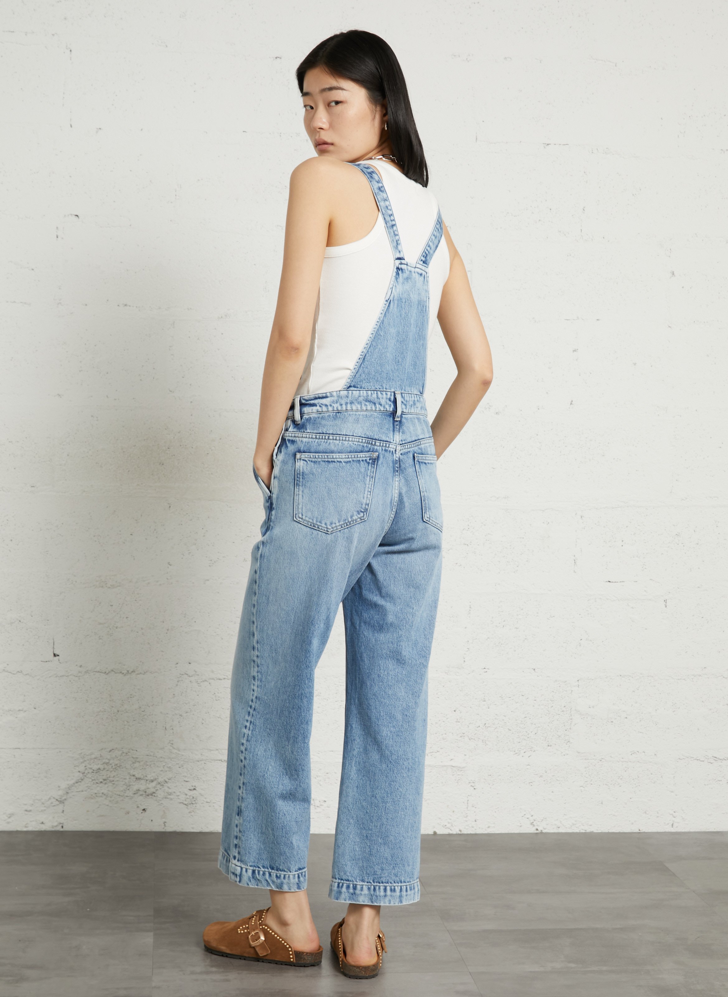 Salopette en denim de coton mélangé MAISON 123 Bleu