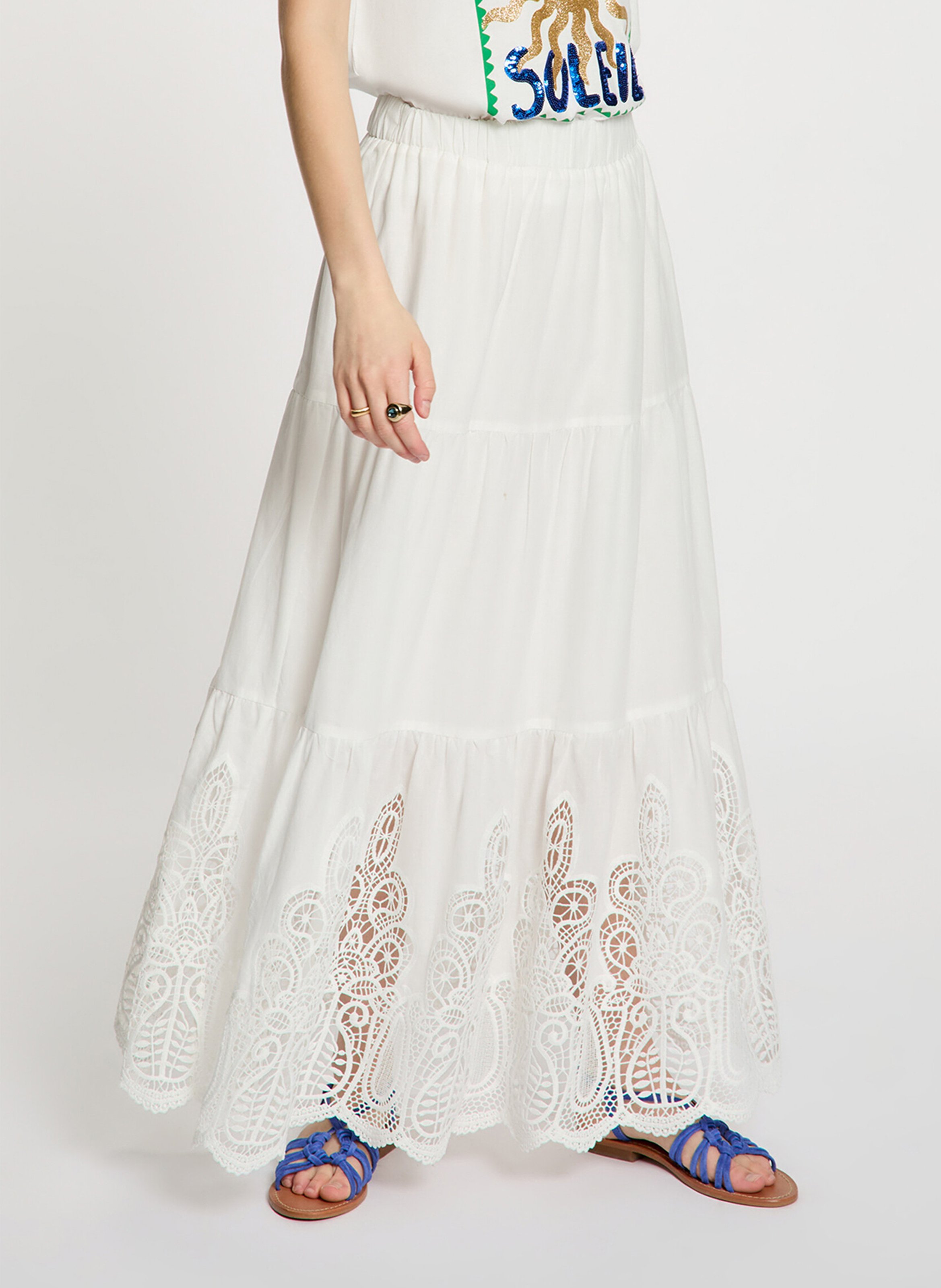 Tee-shirt droit à sequins MORGAN Blanc