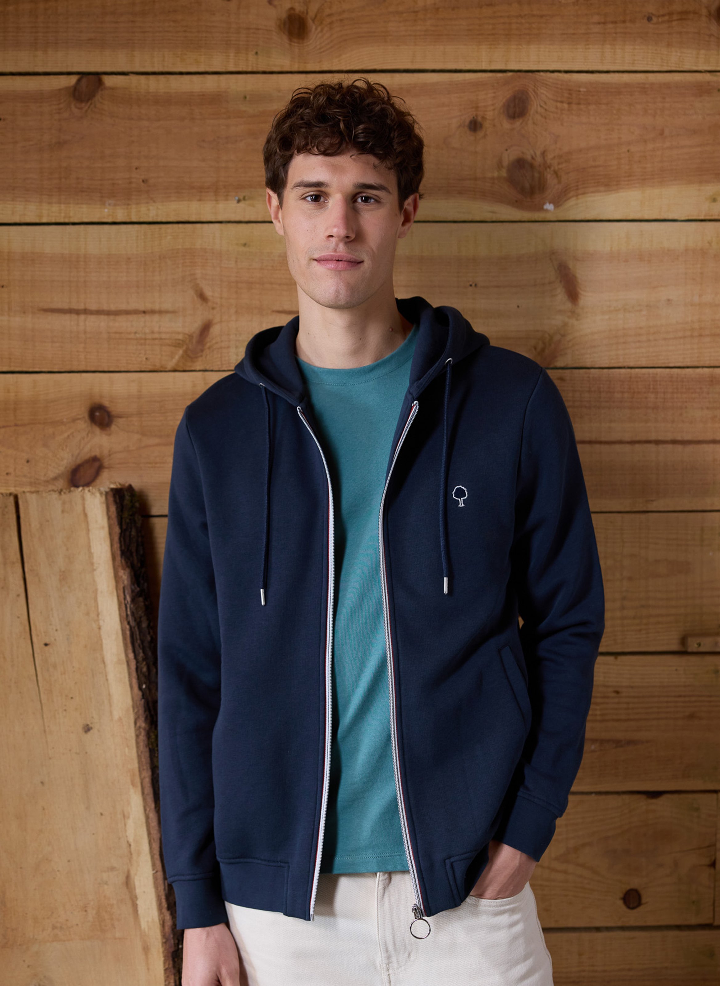 Regular-fit sweater van joggingstof met capuchon FAGUO Blauw