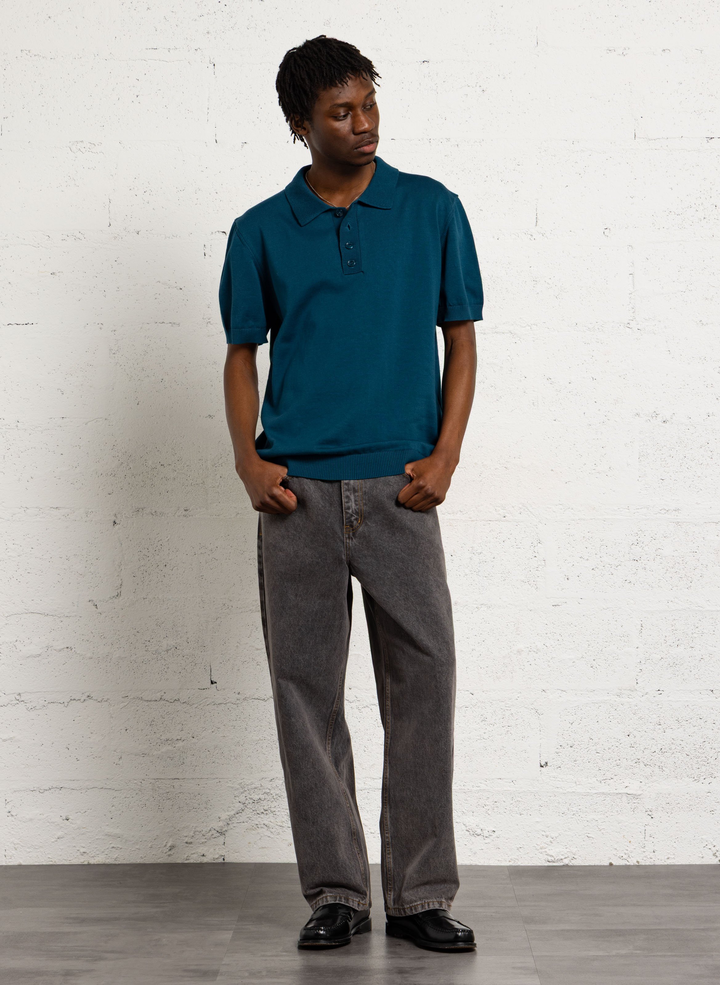 Gerade geschnittenes Poloshirt aus Baumwolle AU PRINTEMPS PARIS Blau