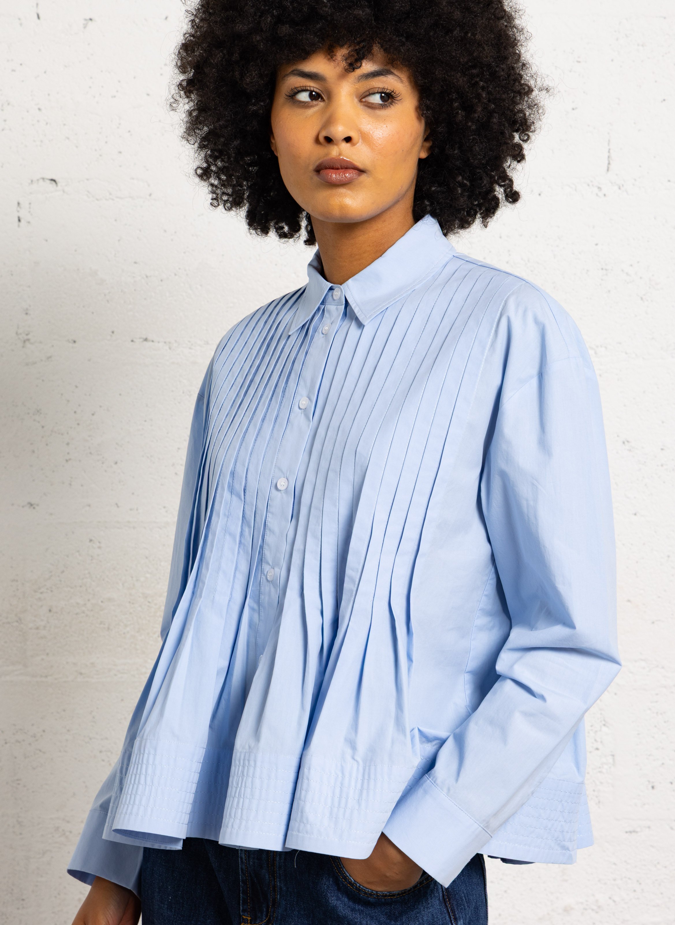 Organic cotton shirt with classic collar SUNCOO Blue
