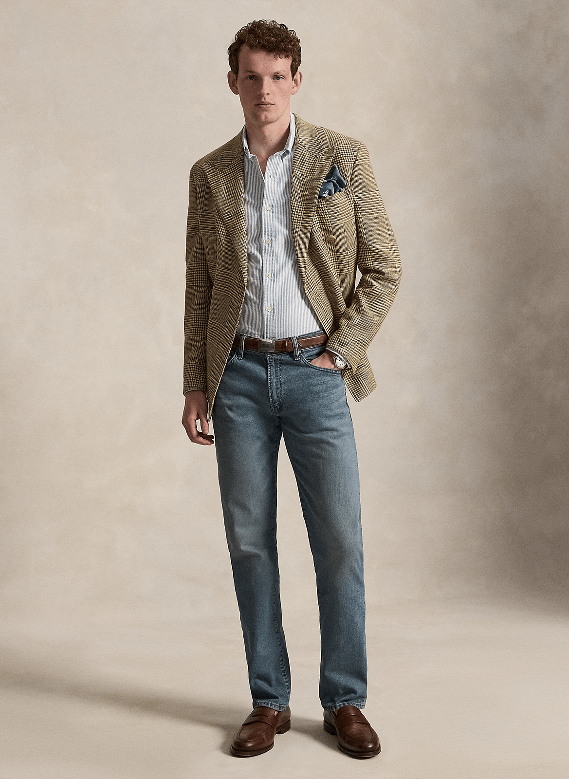 Gestreiftes Baumwollhemd mit Button-down-Kragen, Slim Fit POLO RALPH LAUREN Blau