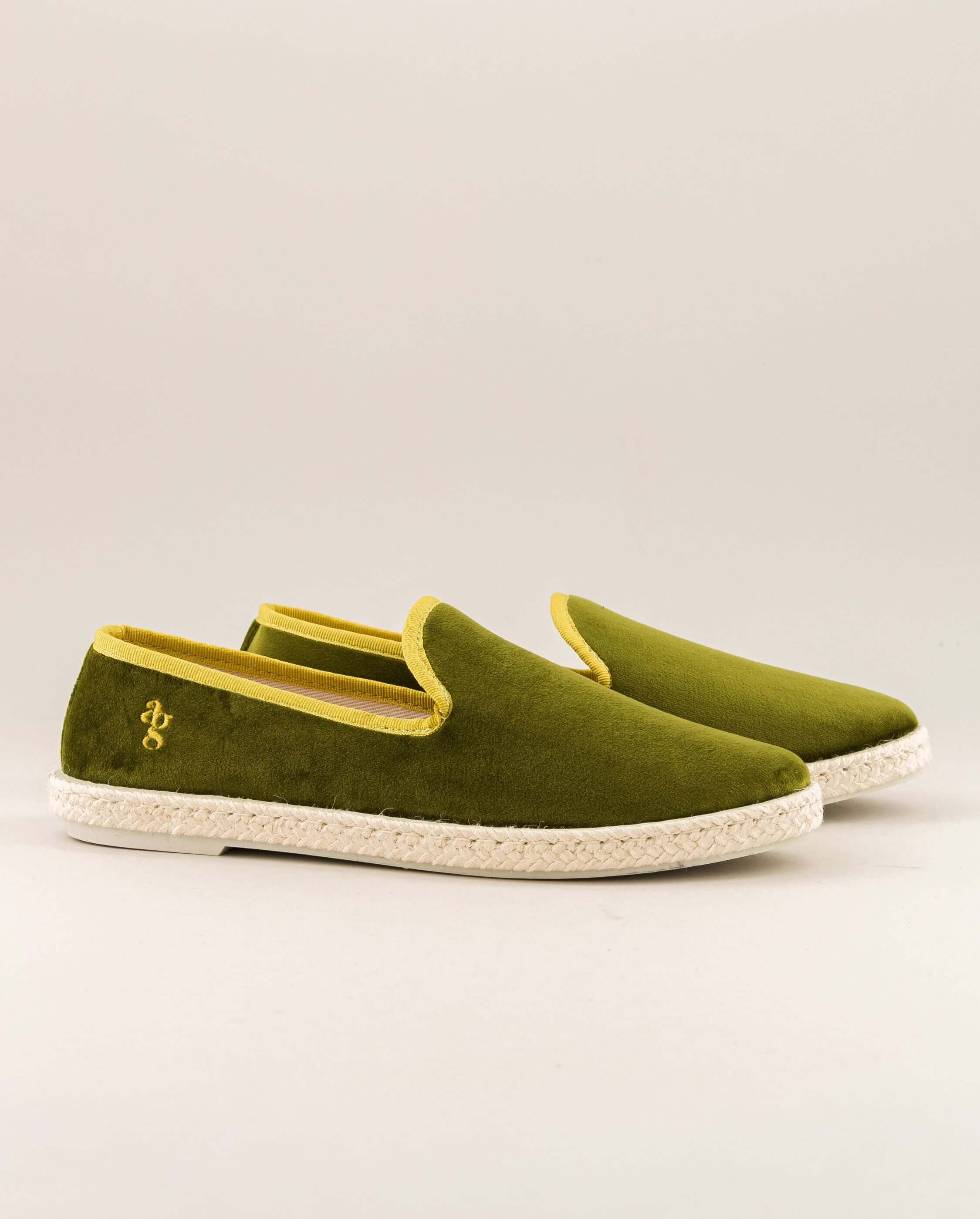 Women's espadrille, pistachio velvet ANGARDE Green