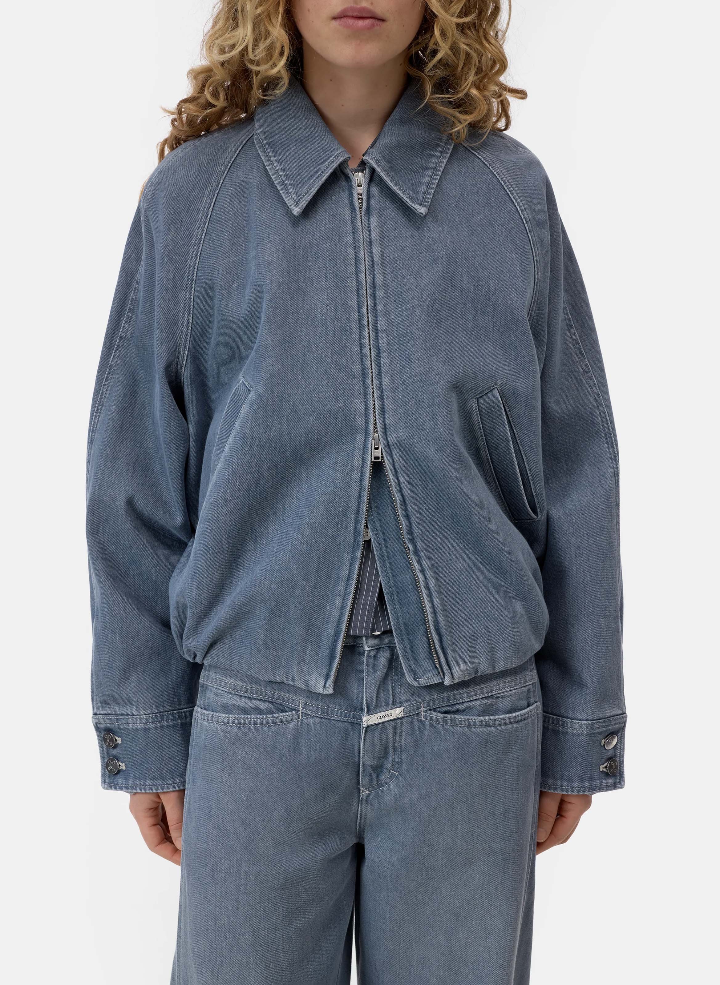 Straight cotton jacket with classic collar CLOSED Grey