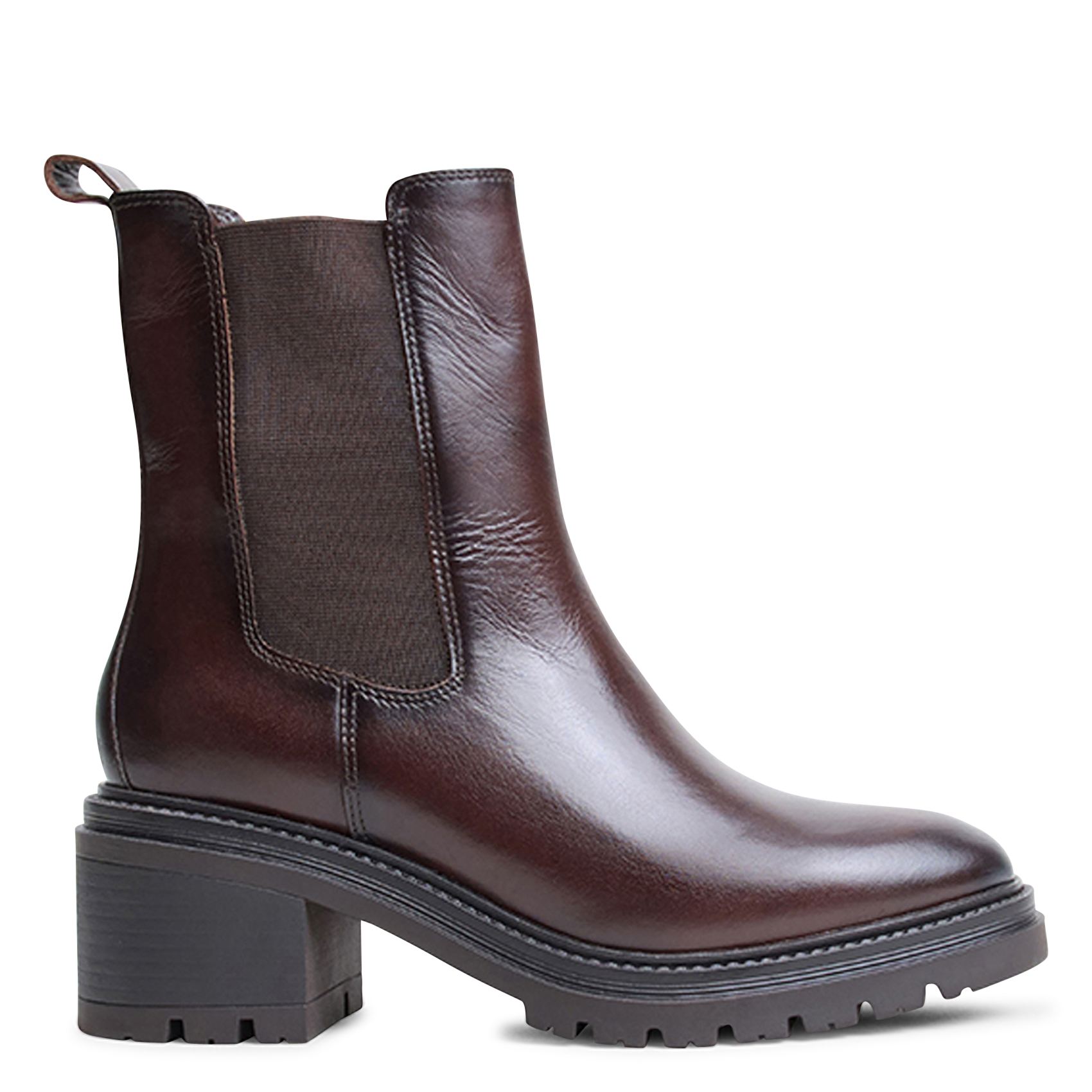 Bottines à semelles crantées en cuir  JONAK Prune