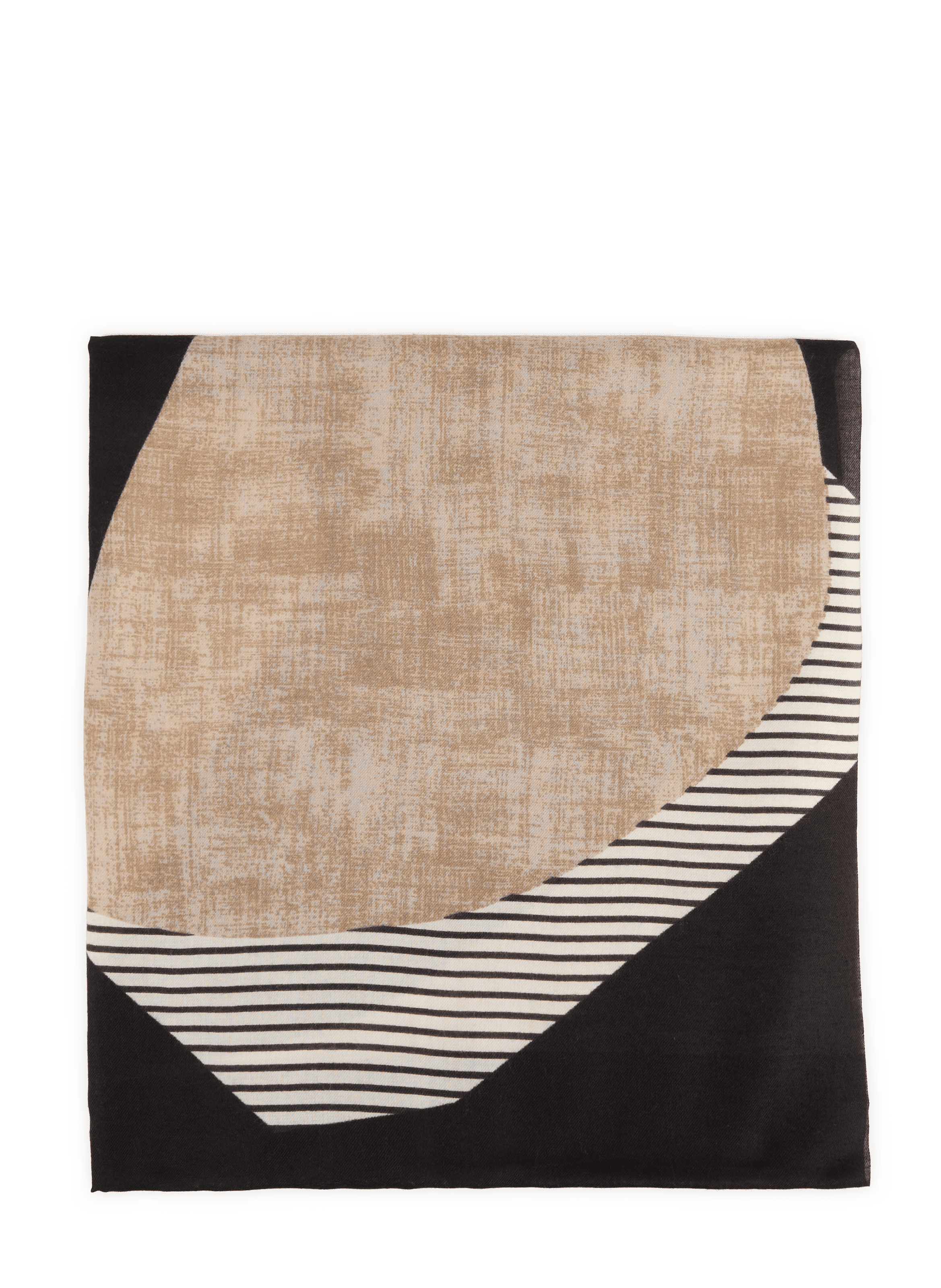 Patterned scarf with fringes AU PRINTEMPS PARIS Black