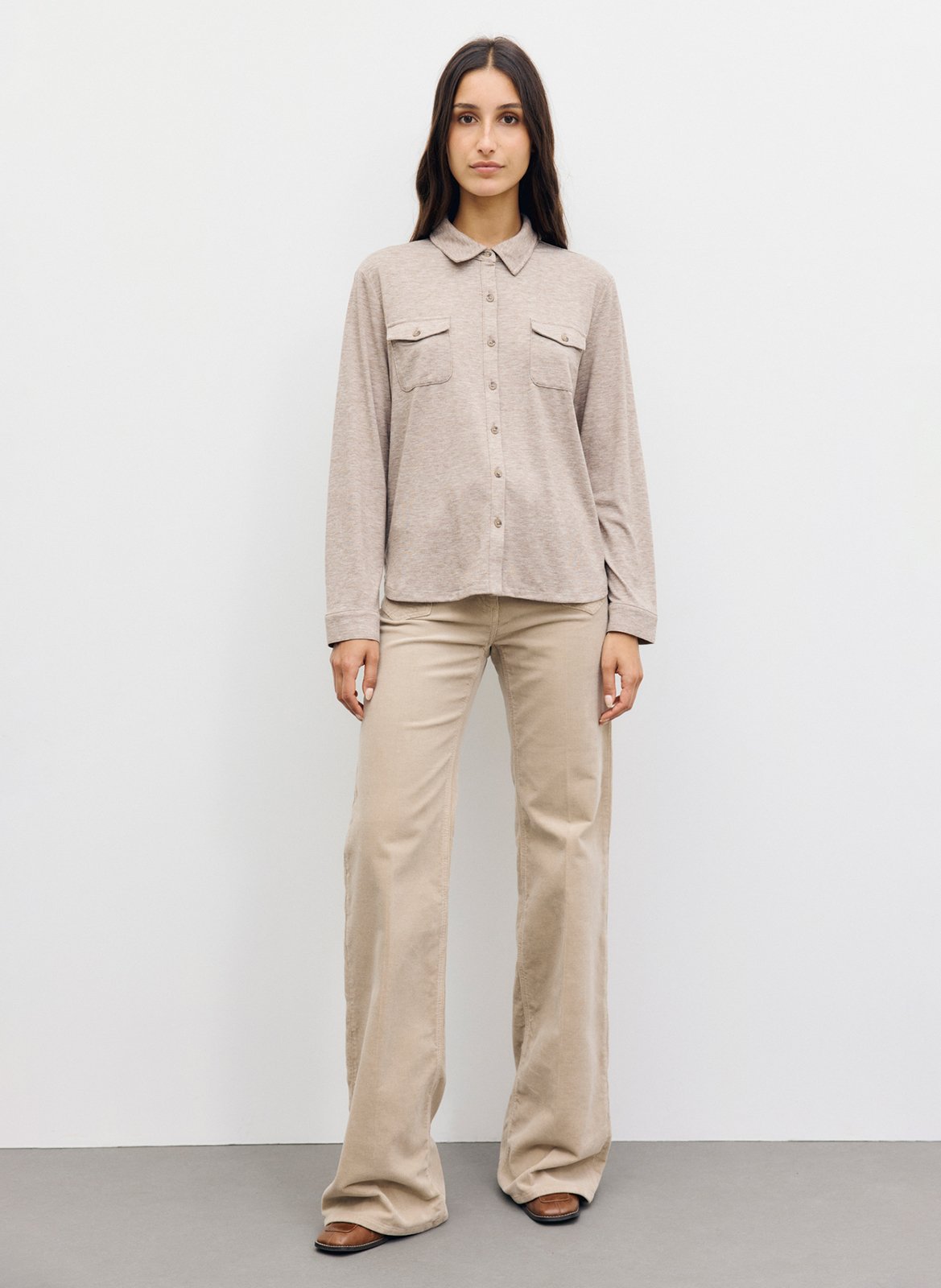 Straight shirt with classic collar and pockets GERARD DAREL Beige
