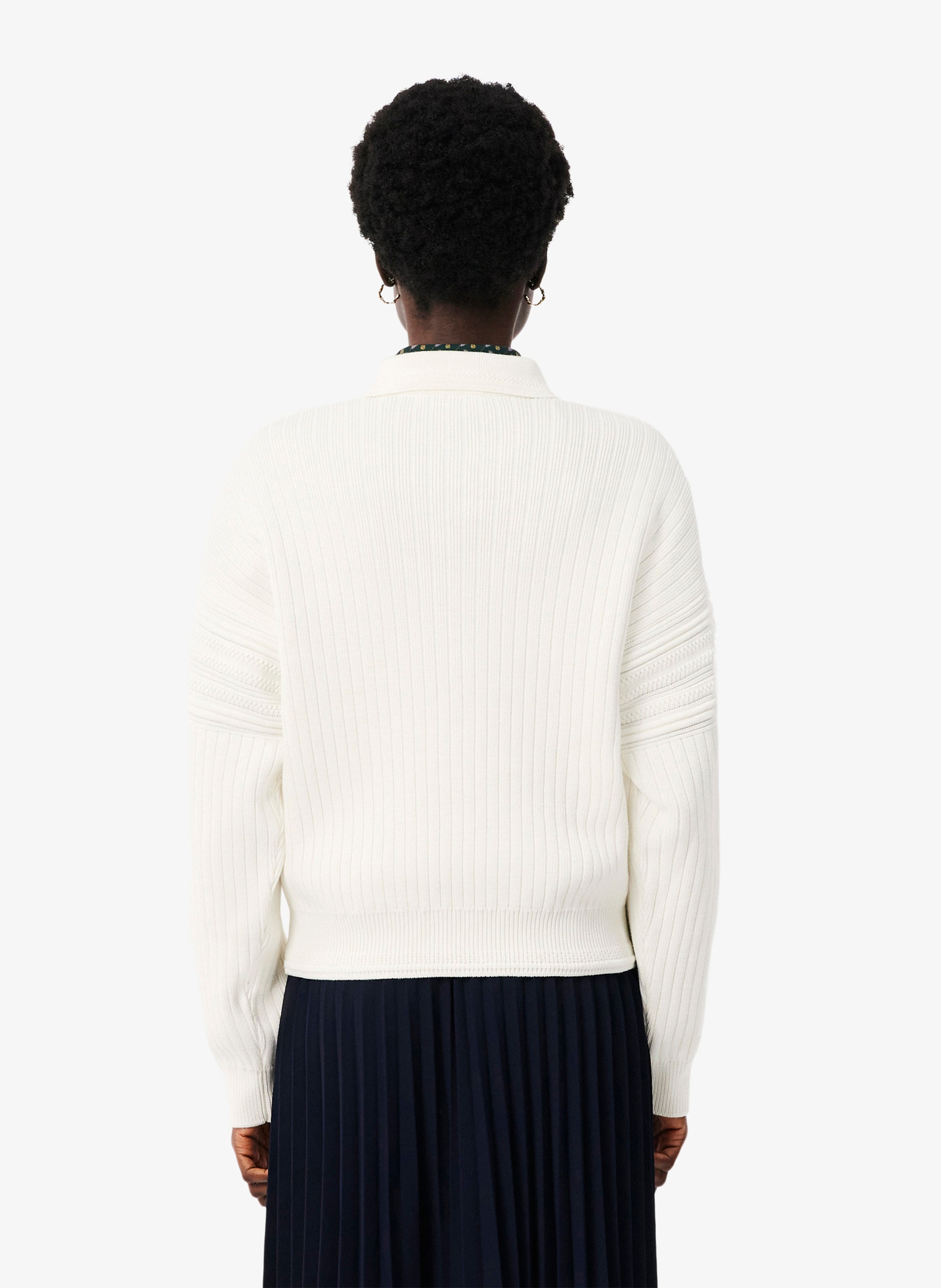 Polo droit manches longues en coton LACOSTE Gris