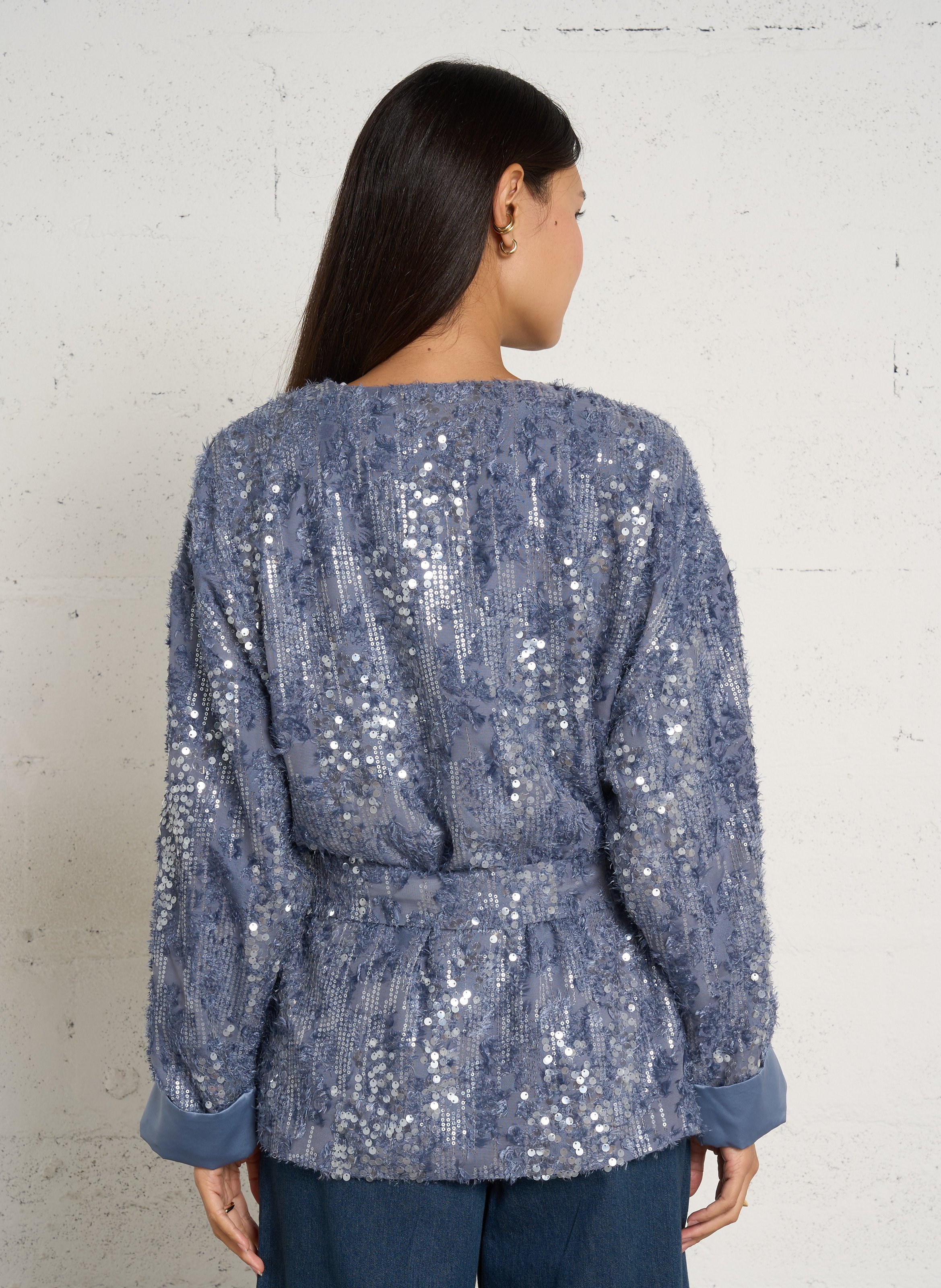 Sequined belted jacket IKKS Blue