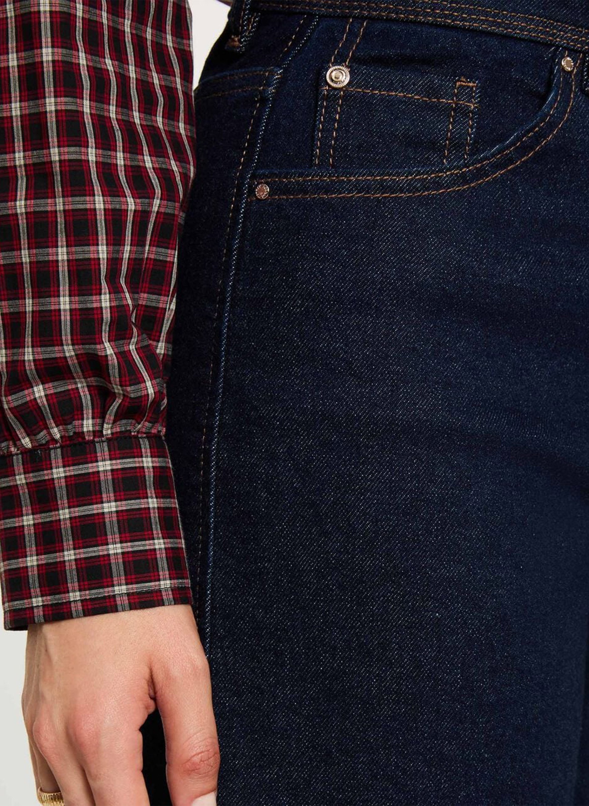 High-waisted straight raw denim jeans MORGAN Blue