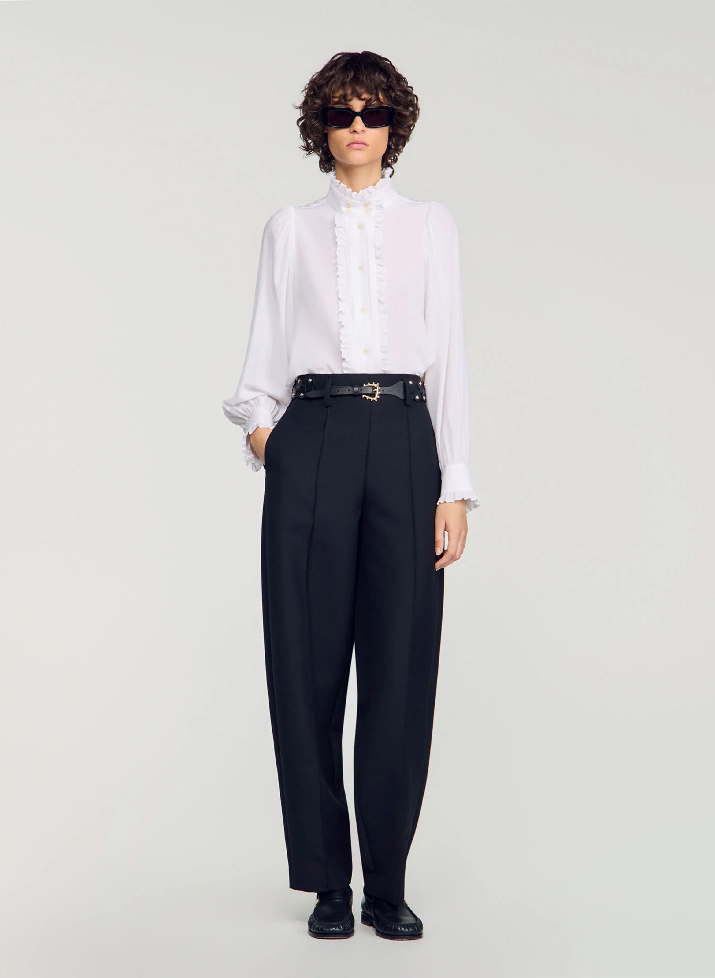 Chemise ample en soie SANDRO Blanc