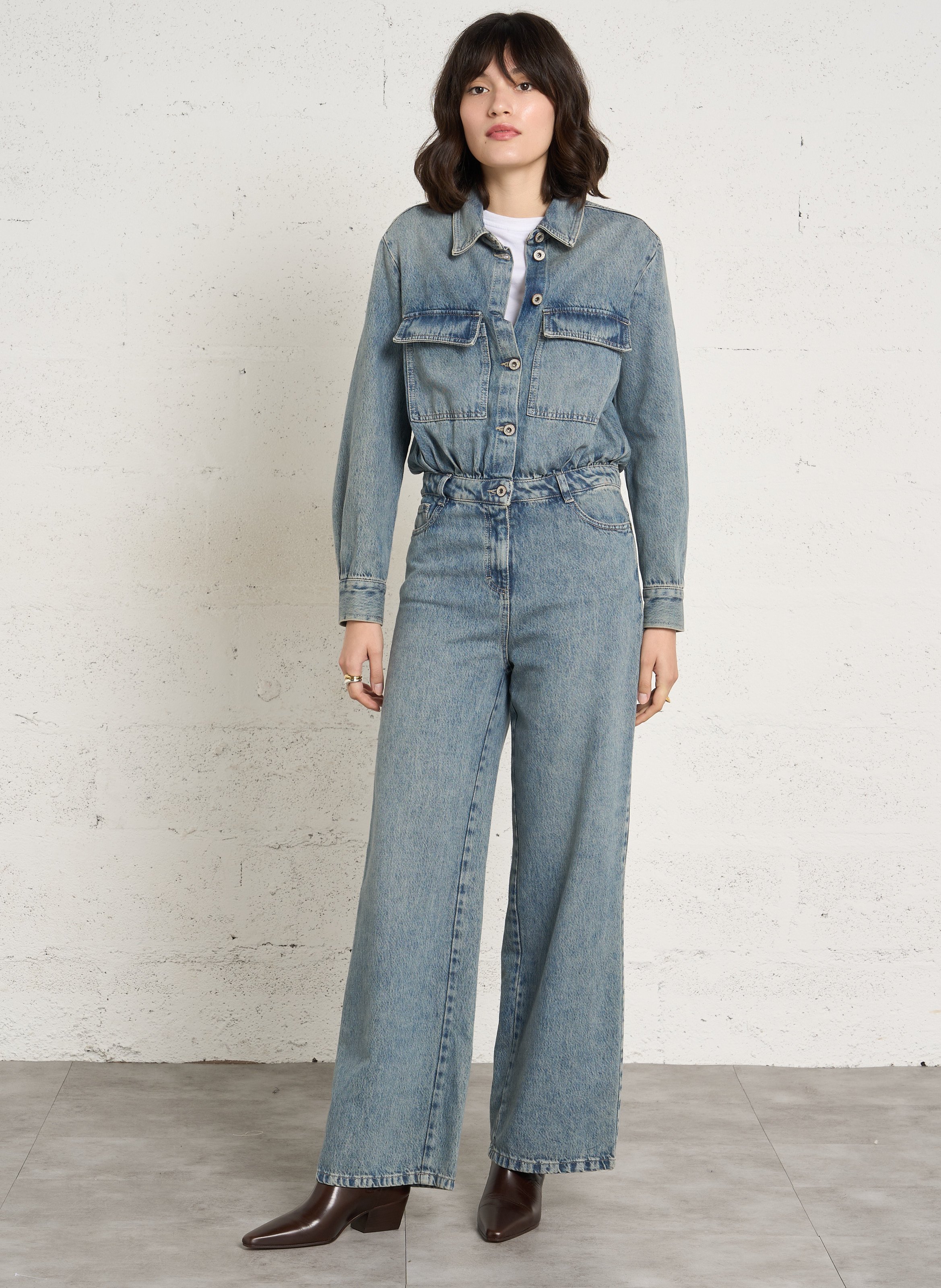 Jeans-Jumpsuit aus Baumwoll-Mix PLEASE Blau