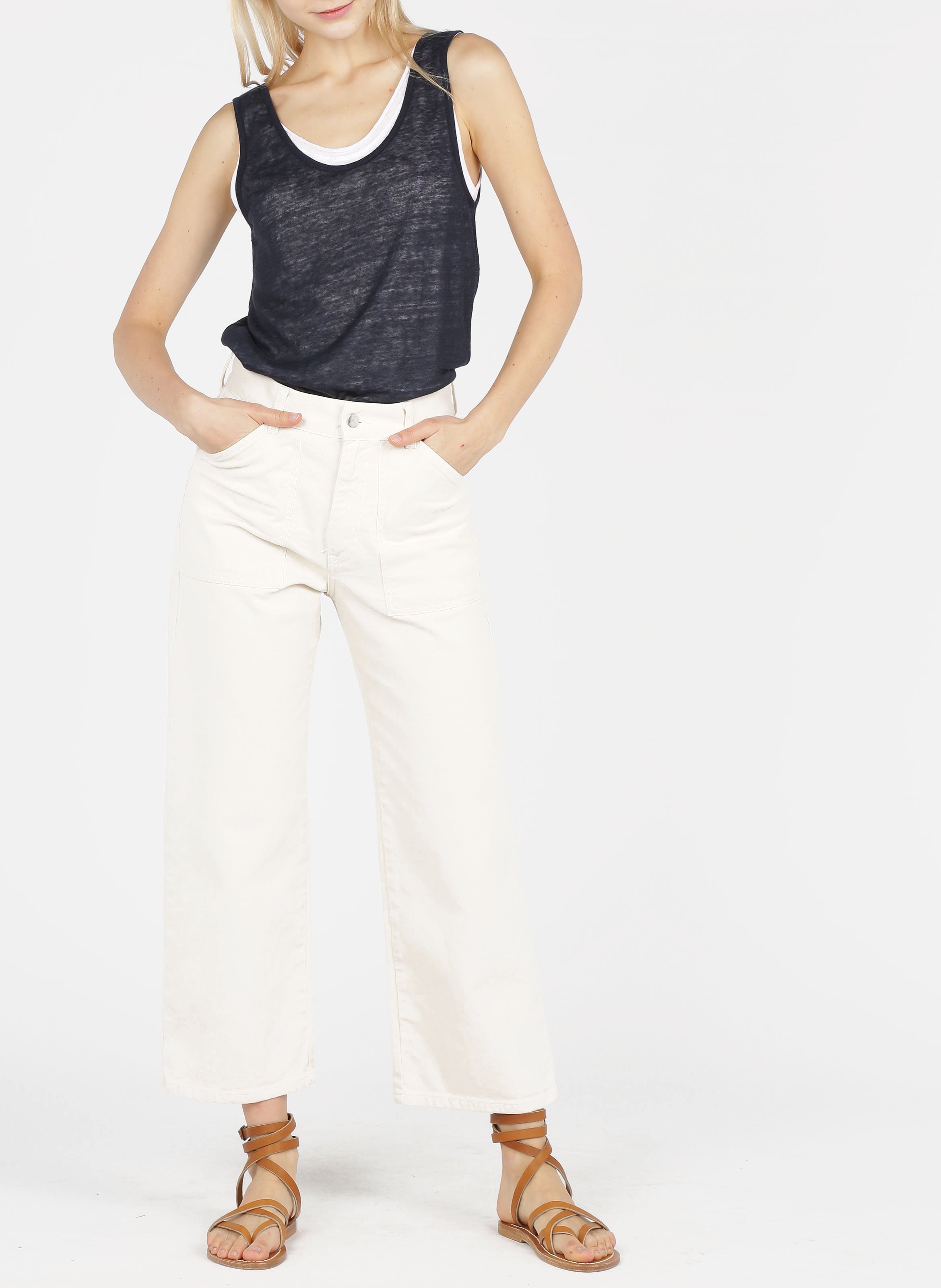 Vaquero cropped de algodón elástico ACQUAVERDE Blanco