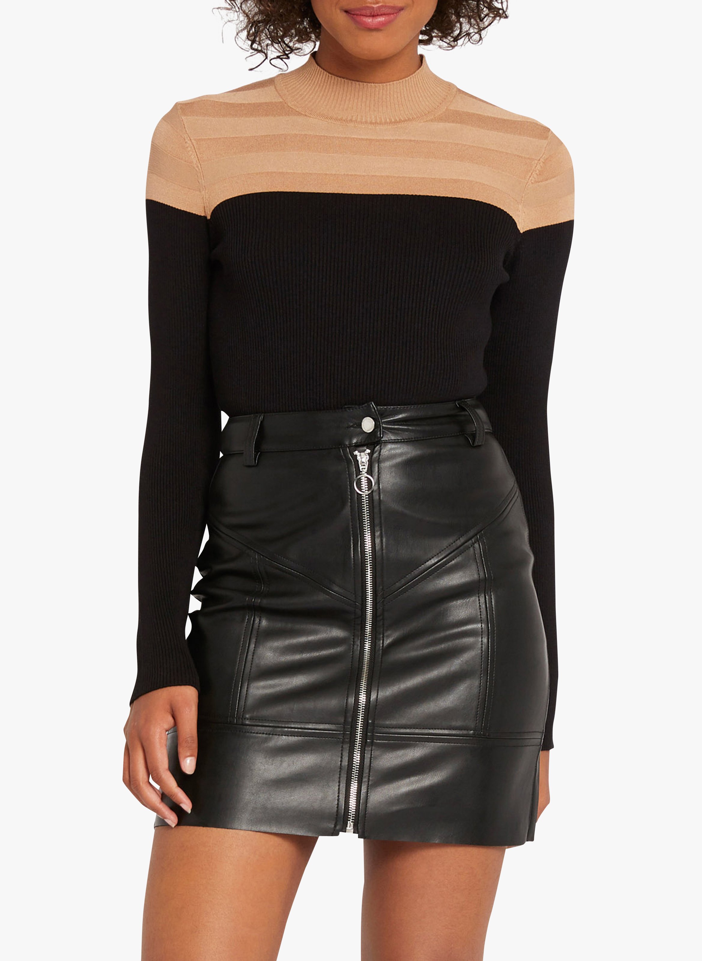 Tweekleurige trui met opstaande kraag MORGAN