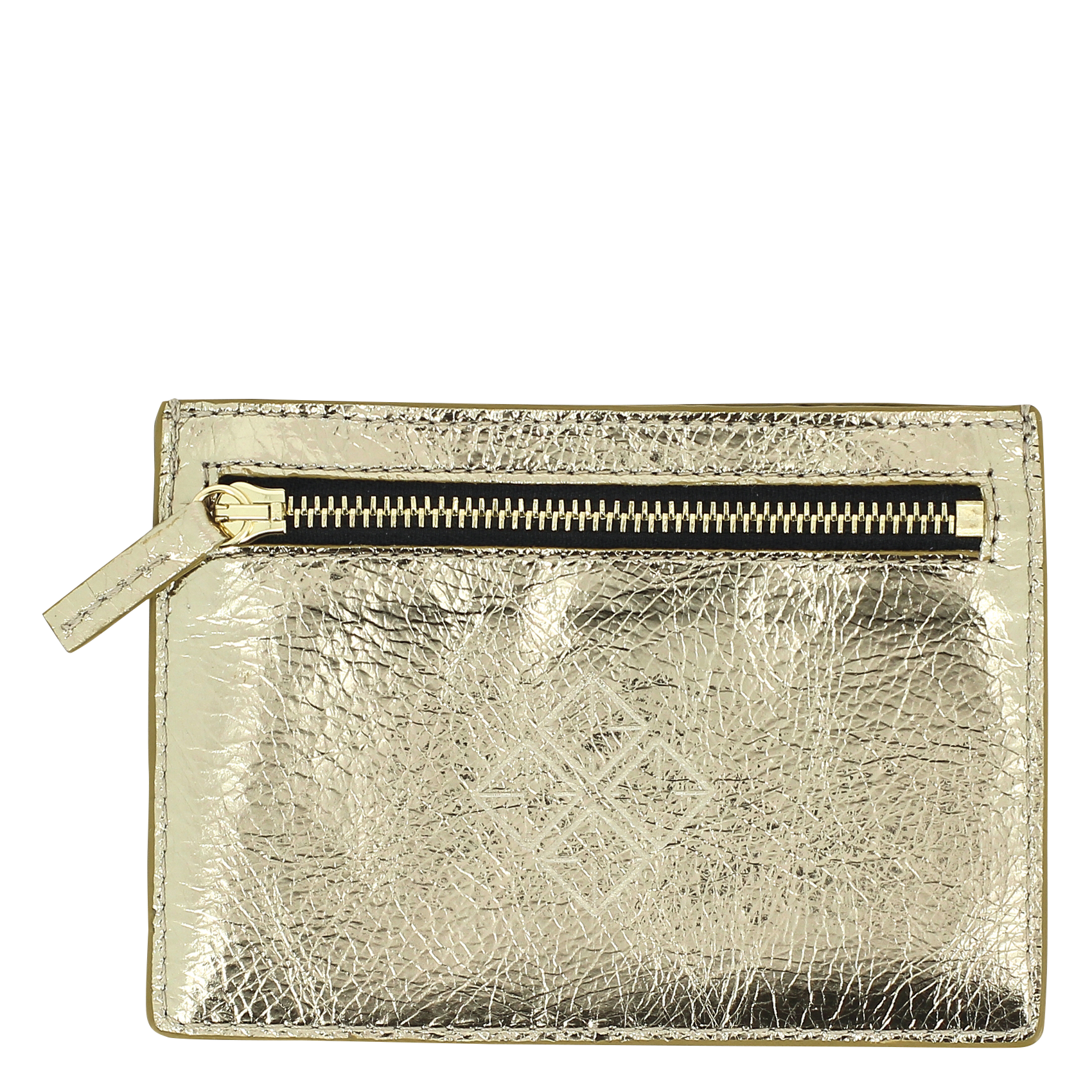 Porte-monnaie en cuir métallisé HERBERT FRERE SOEUR Doré