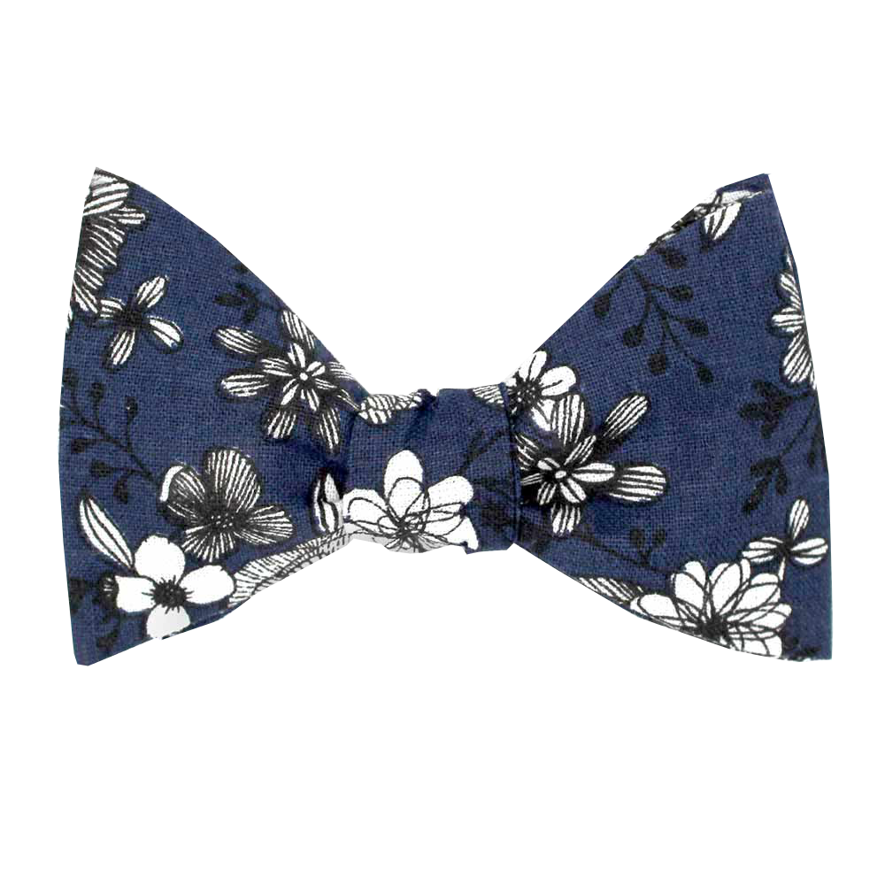 Floral print cotton bow tie LE COQ EN PAP' Blue