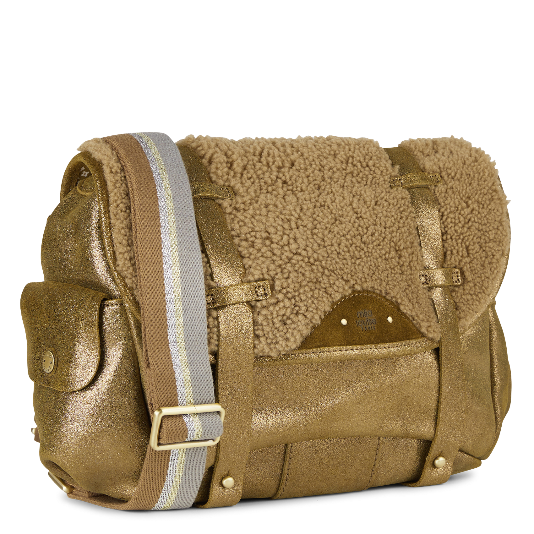 Leren schoudertas MILA LOUISE Kaki