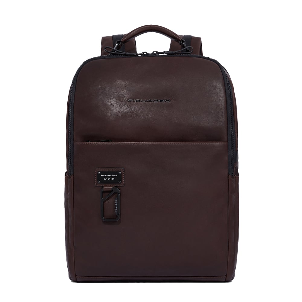 Leather backpack PIQUADRO Brown