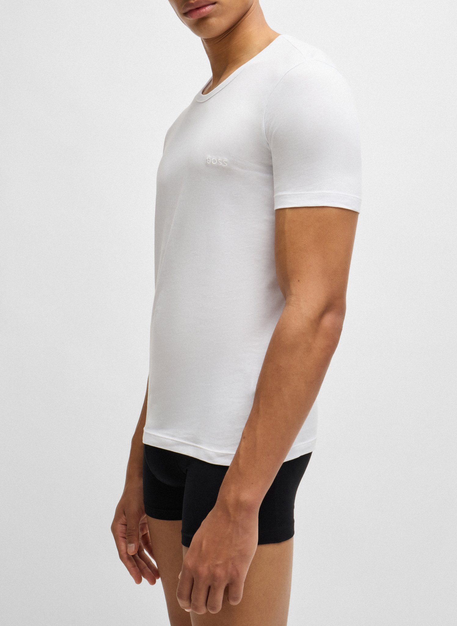 Pack of 3 round-neck cotton T-shirts BOSS White