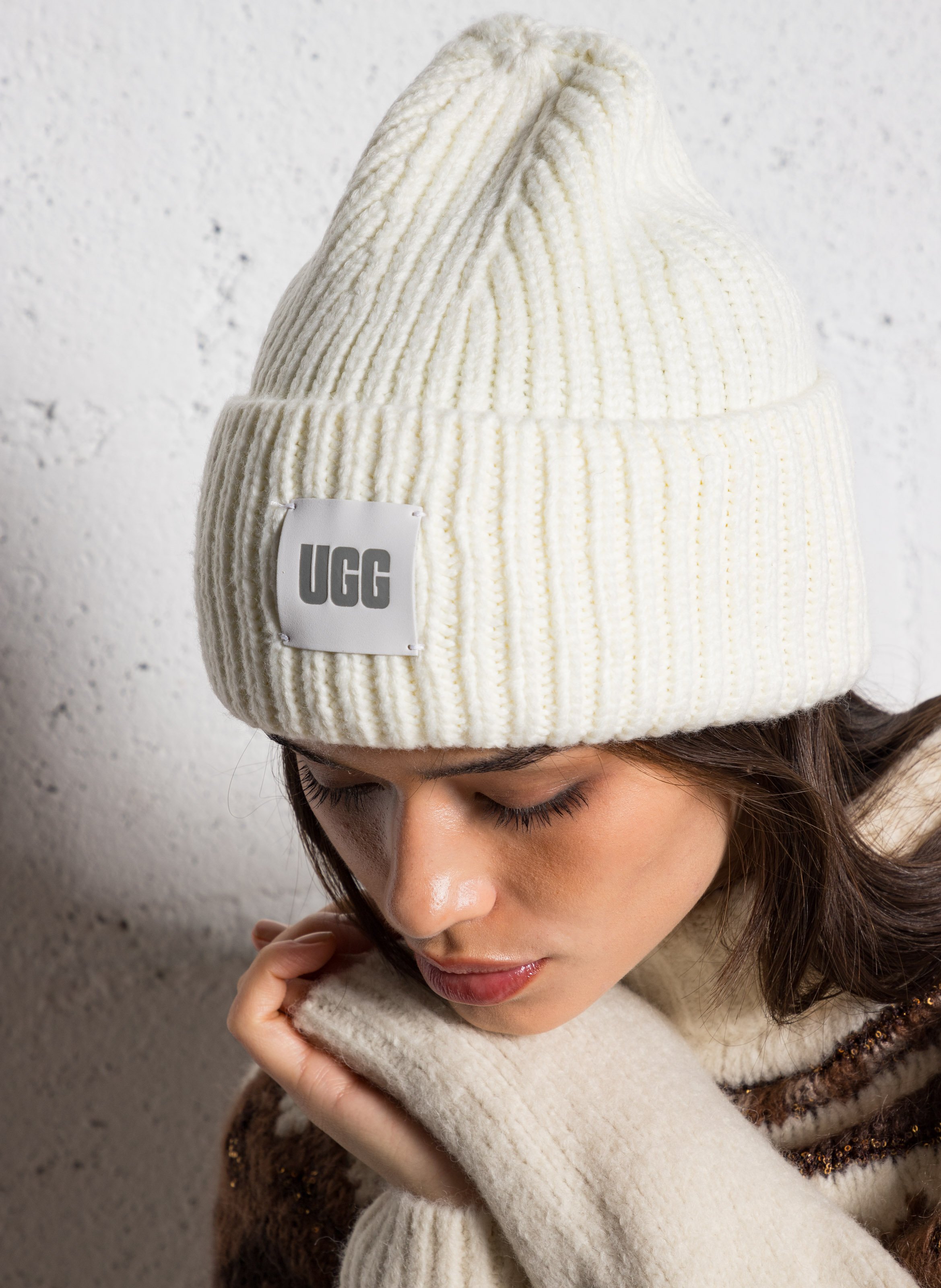 Bonnet Cotele Logo Brode Chunky Rib Nimbus Ugg Femme 20061 NMB NIMBUS Place des Tendances