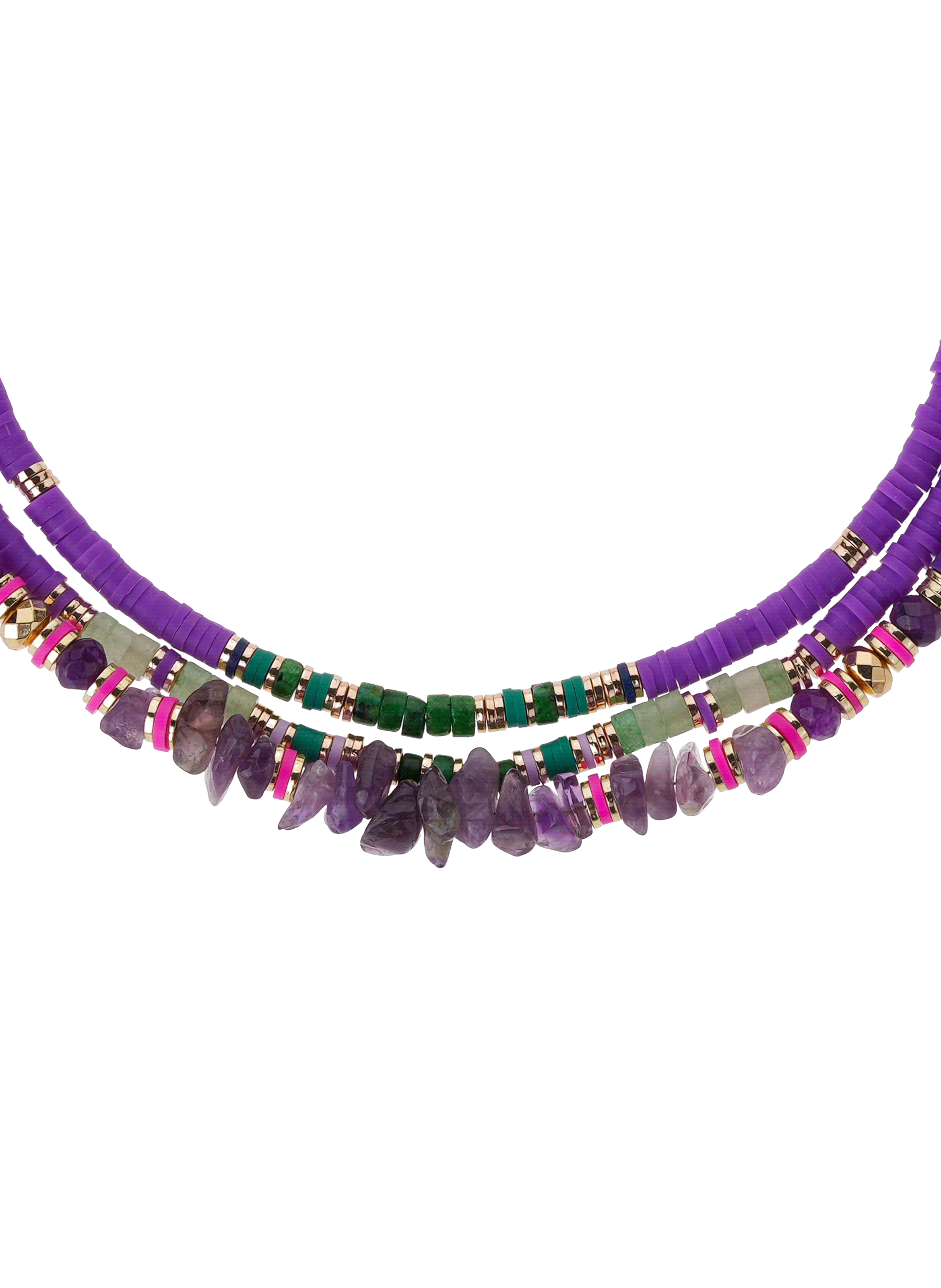 Multilayer necklace with pearls and sequins HIPANEMA Purple