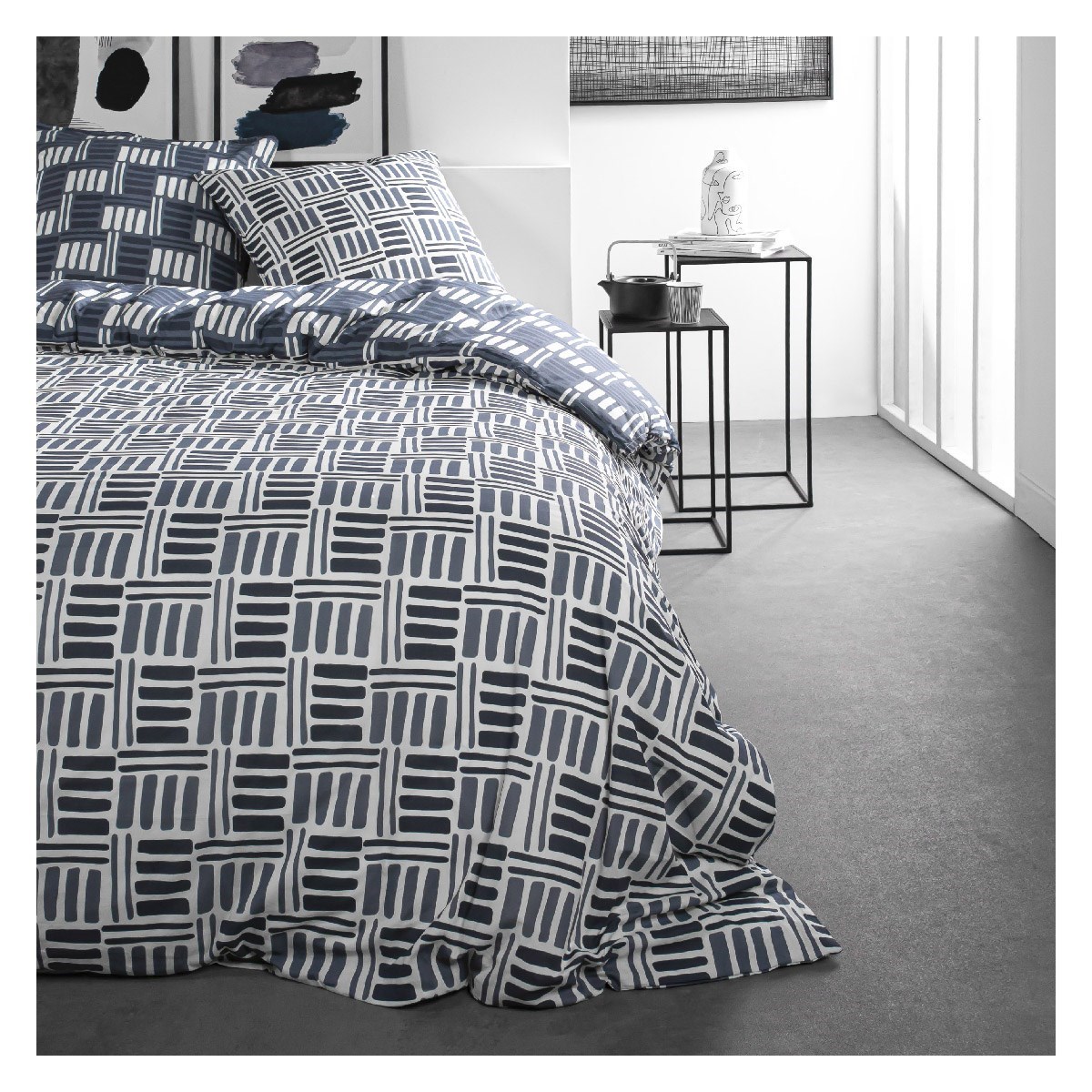 Printed cotton bedding set TODAY LINGE DE MAISON Blue