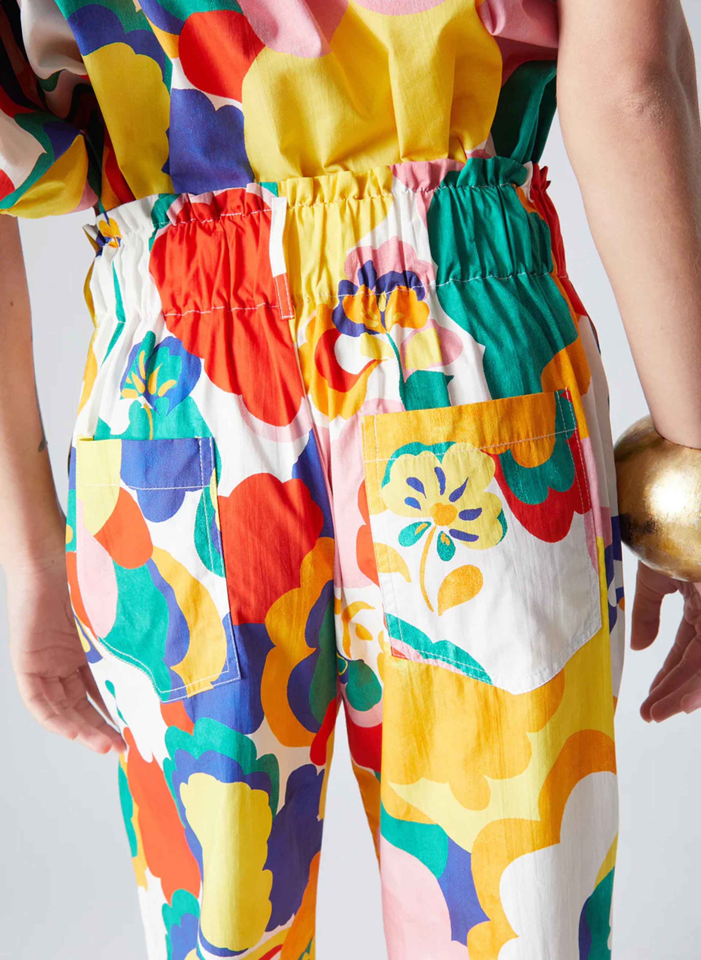 Pantalon taille haute boutonné à motifs THE LABEL EDITION Multicolore