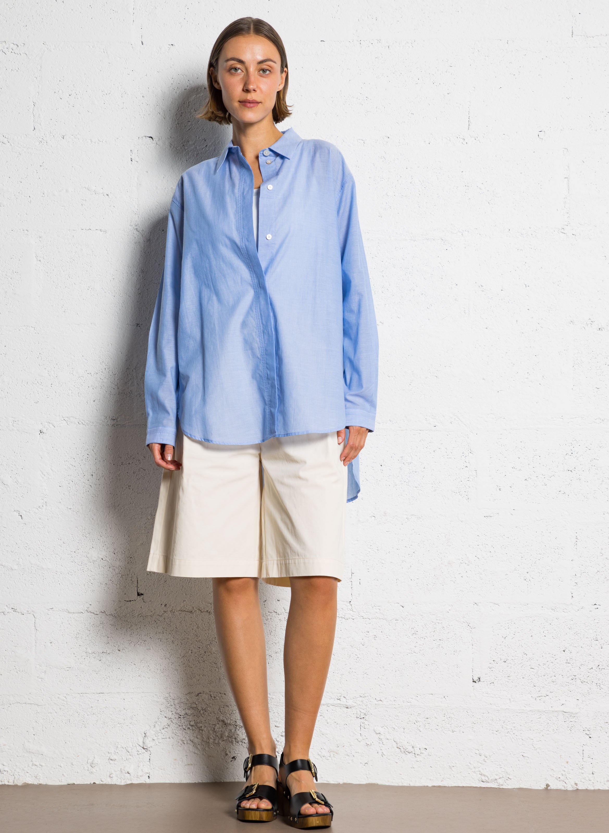 Long loose-fit cotton shirt RUE DE TOKYO Blue