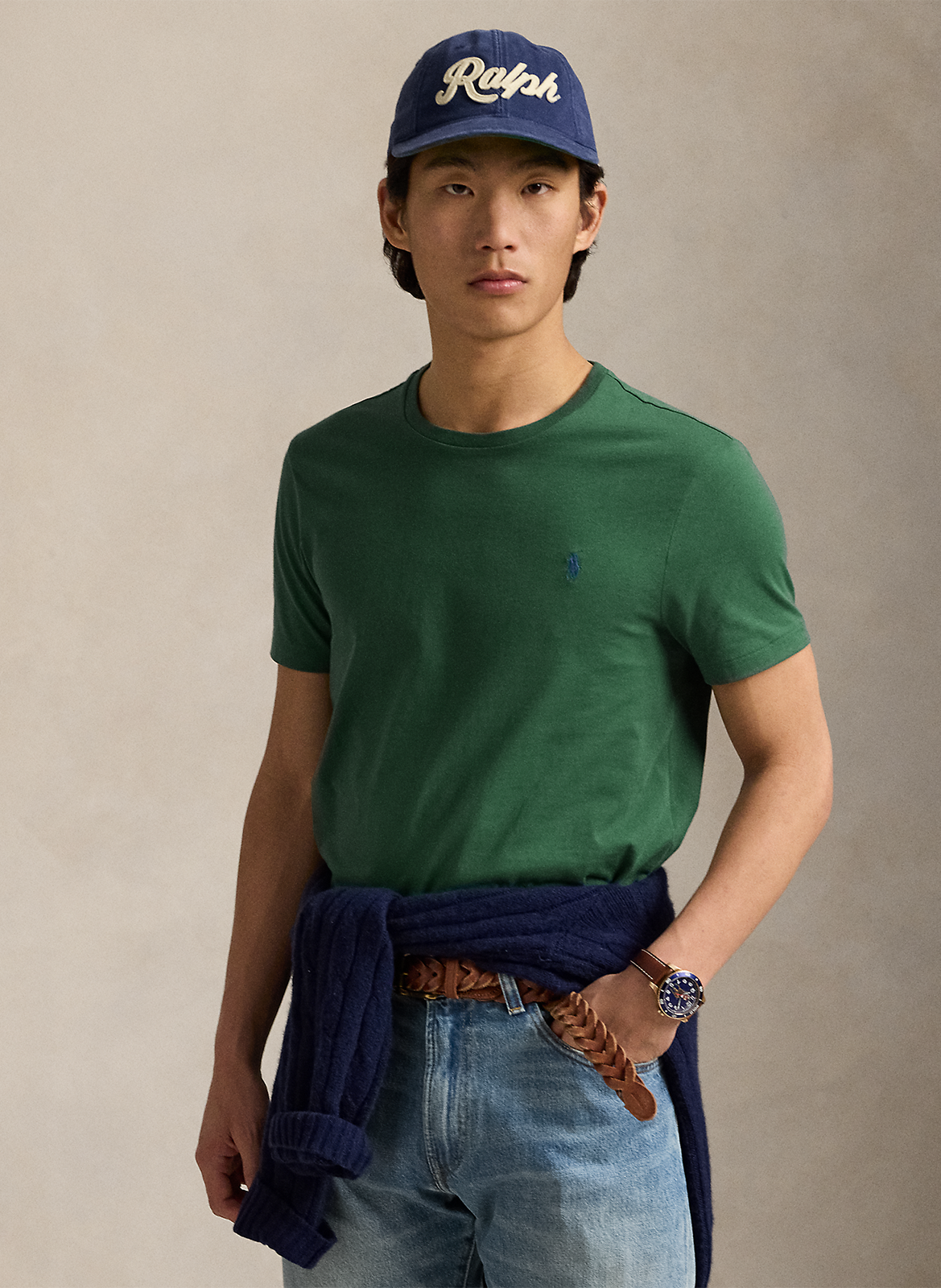 Tee-shirt col rond slim-fit en coton POLO RALPH LAUREN Vert