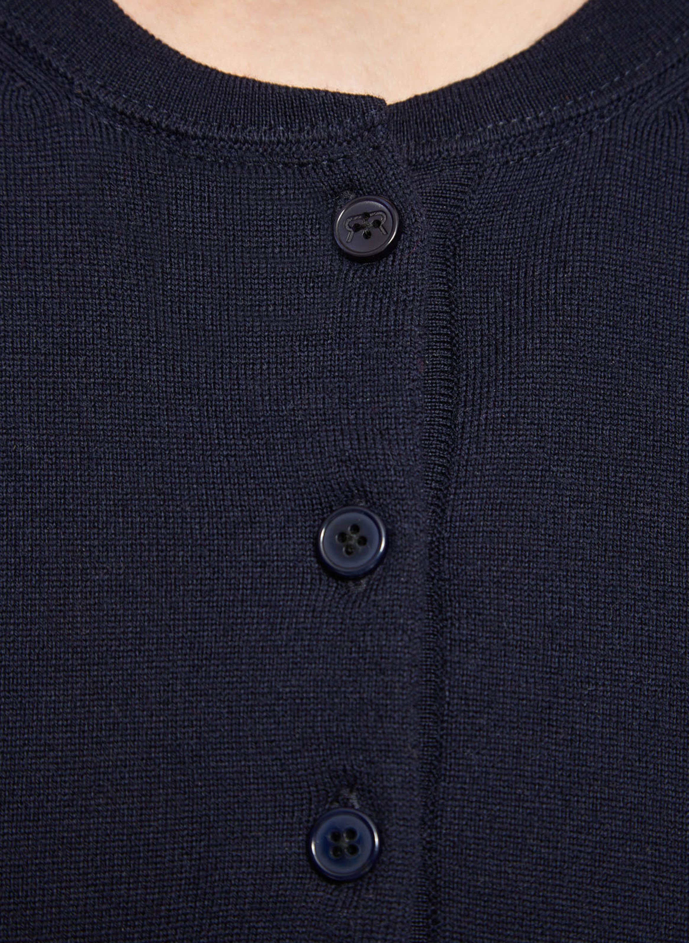 Pull ample col rond brodé en laine vierge ROSEANNA Bleu