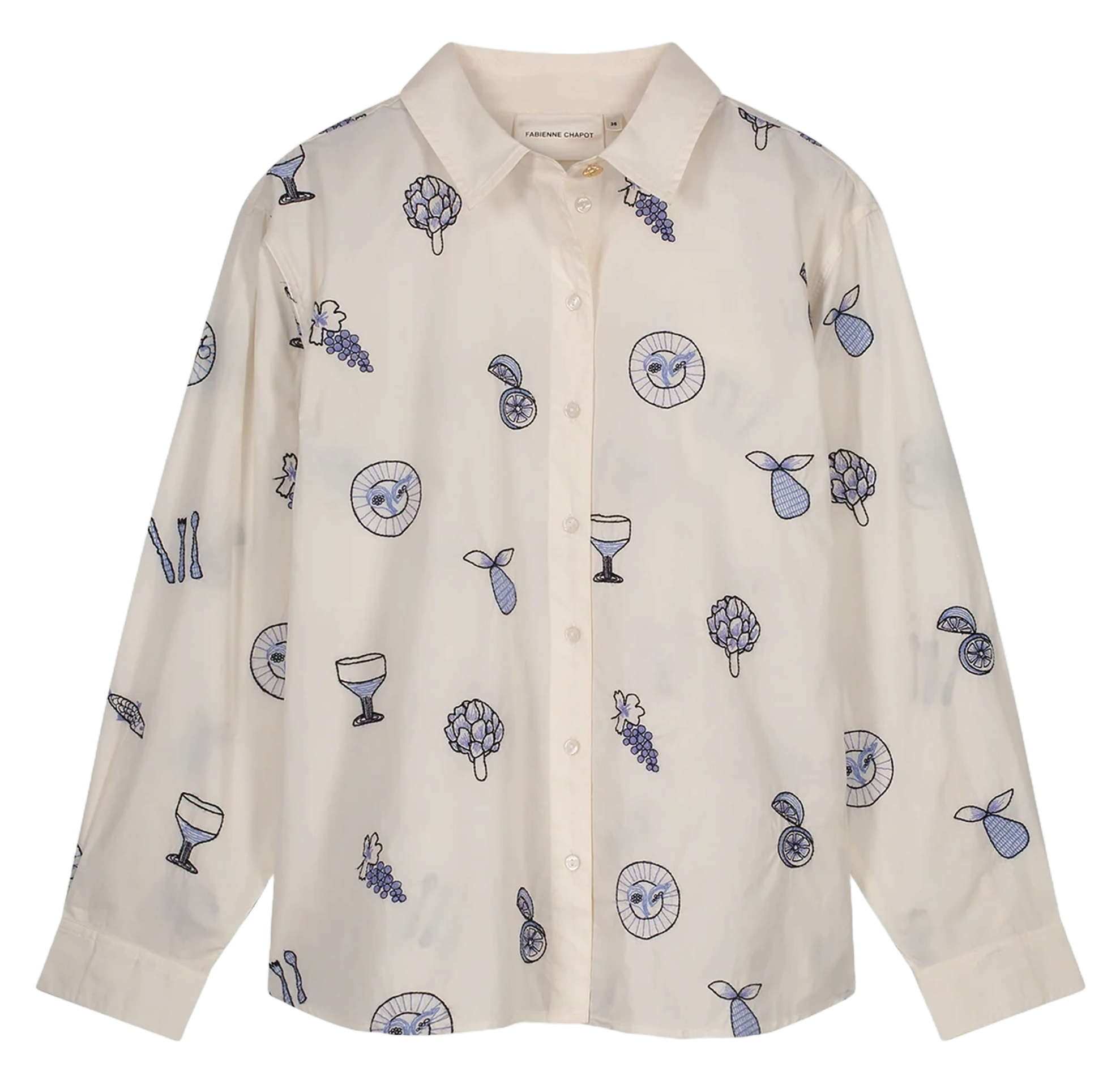 Chemise droite brodée FABIENNE CHAPOT Blanc