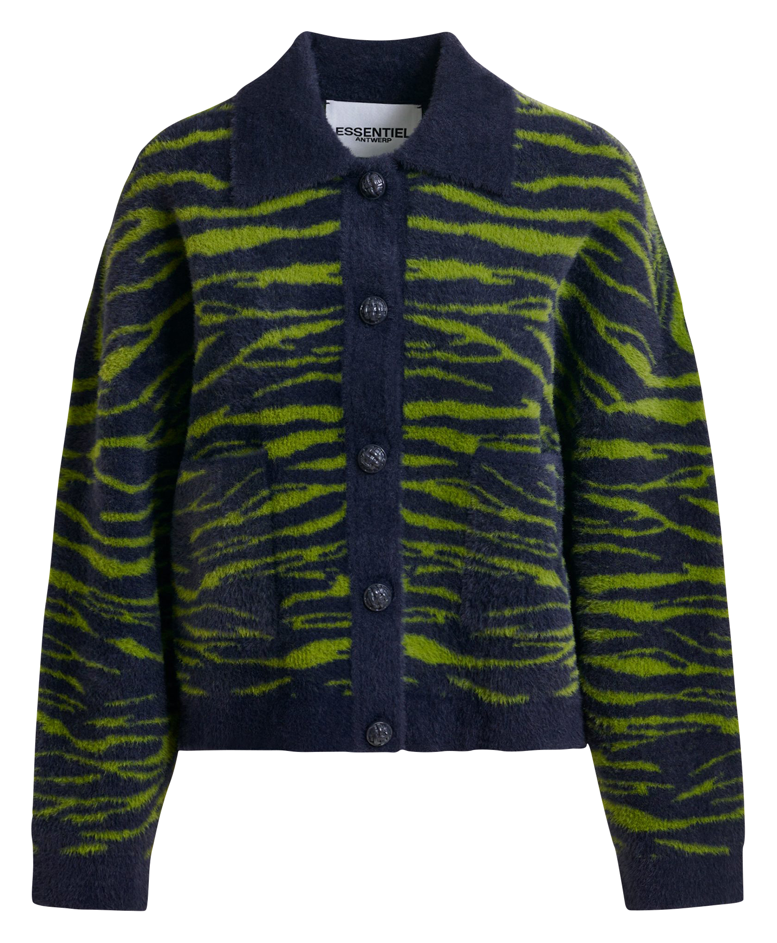 Cardigan boutonné à imprimé zèbre ESSENTIEL ANTWERP Bleu