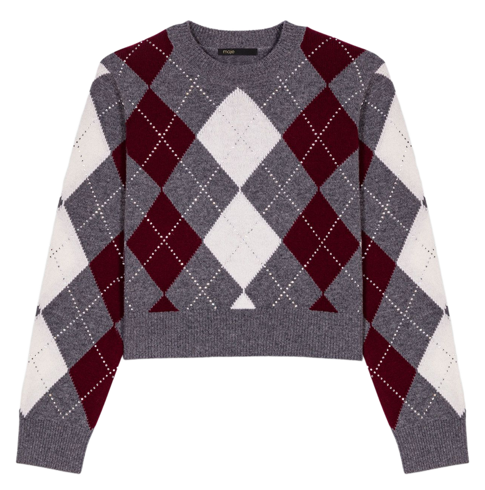 Pull col rond en laine MAJE Gris