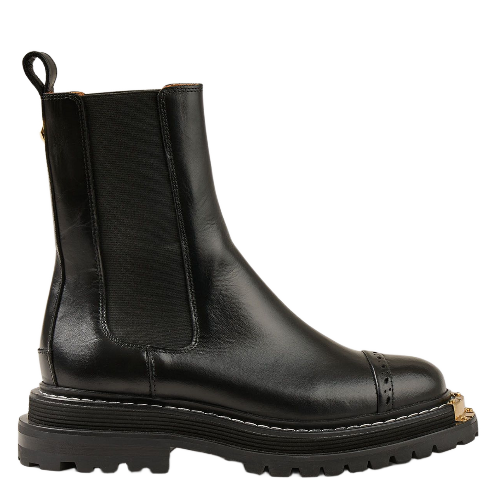 Chelsea laarzen met metalen detail in leer SANDRO Zwart