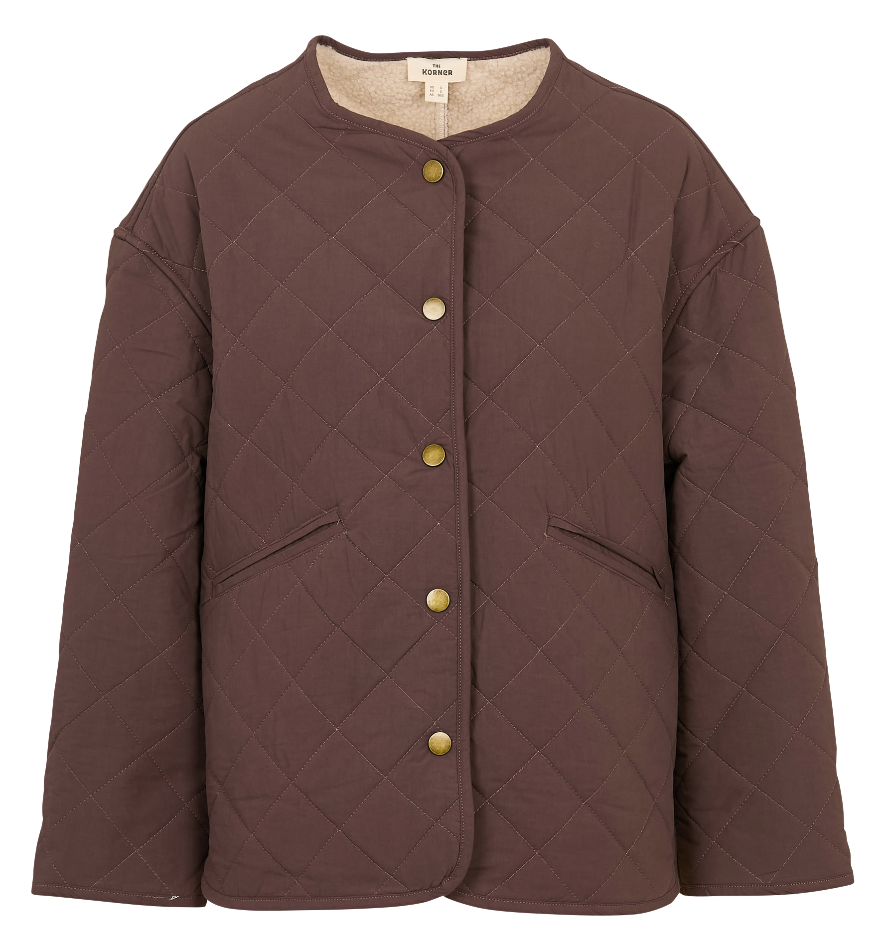 Oversize Rundhalsausschnitt Baumwolljacke THE KORNER Braun